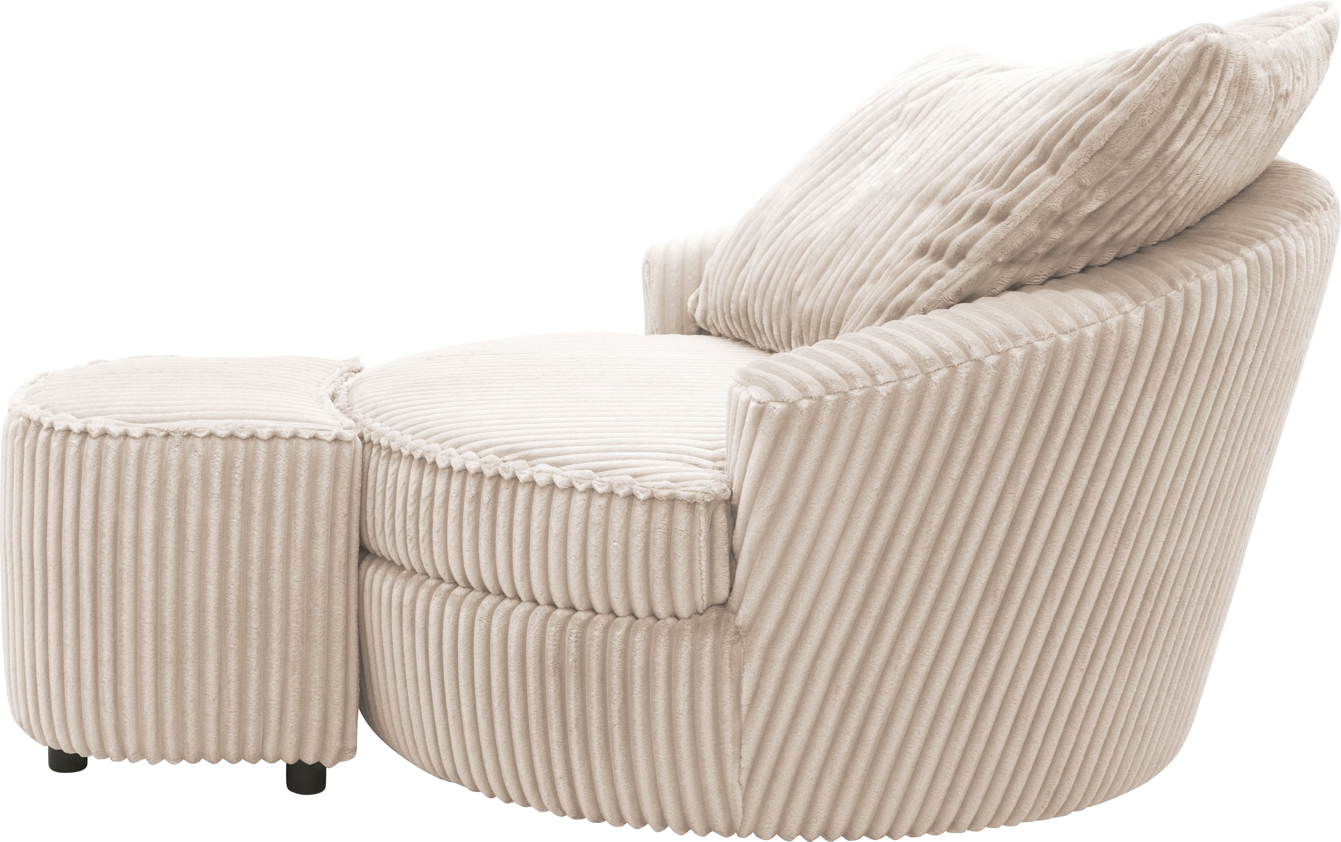 INOSIGN Draaibare fauteuil AMECA, relaxstoel met draaifunctie en poef, 122 x 126 x 76 cm (set, 2 stuks)