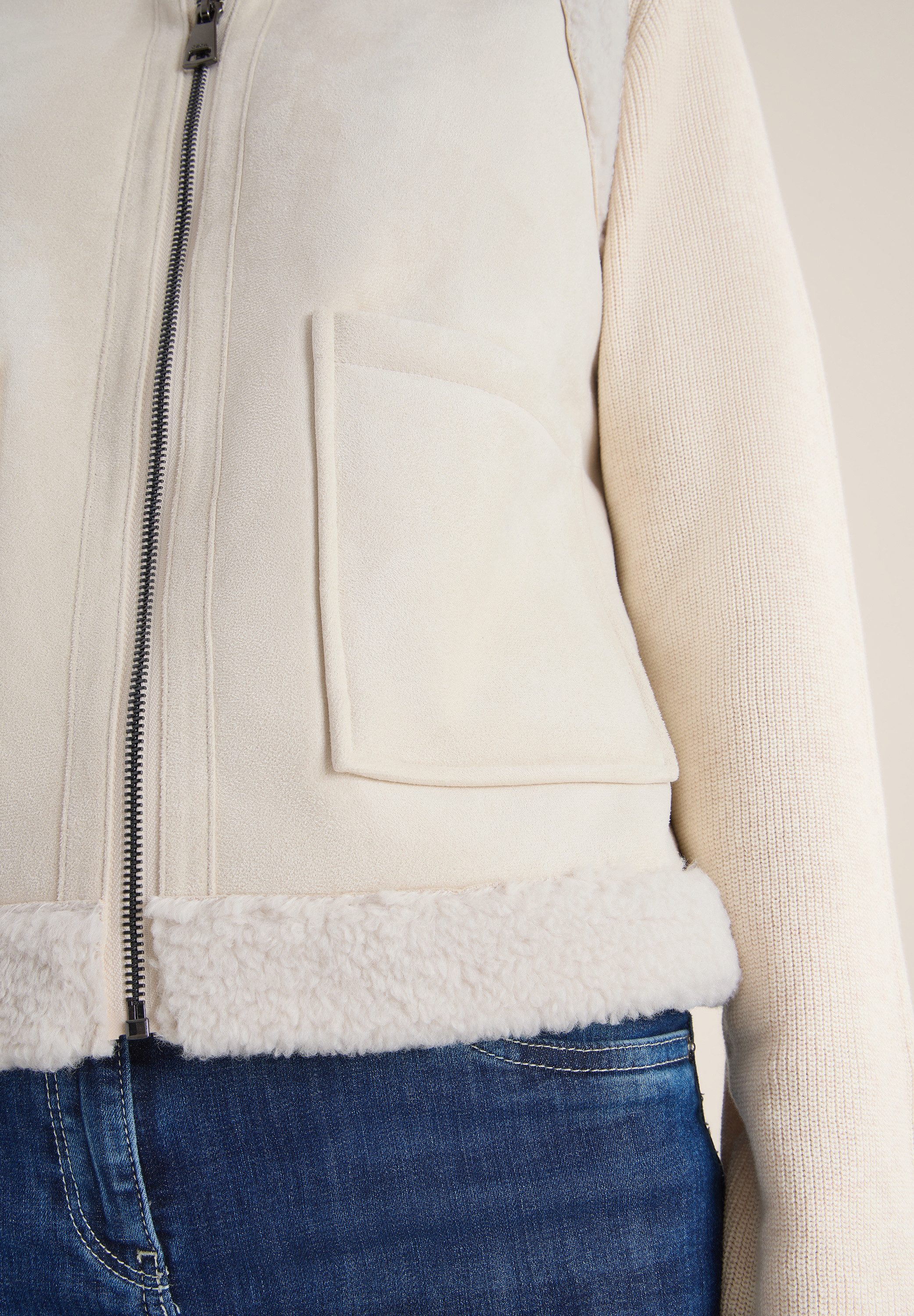 Cecil Mouwloos pluchen vest met teddy voering en ritssluiting
