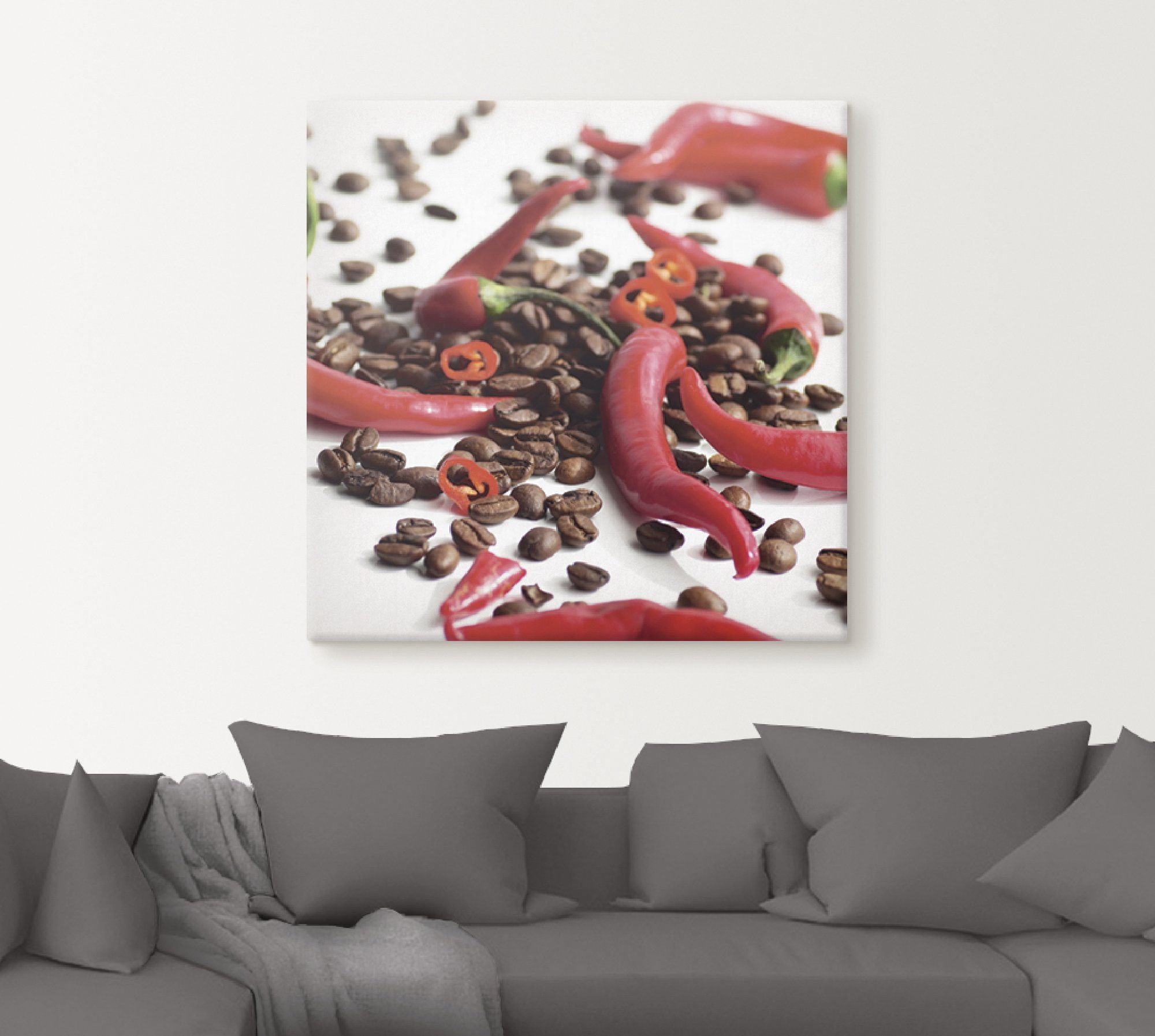 Artland Artprint Verse chili op koffie als artprint op linnen, poster in verschillende formaten maten