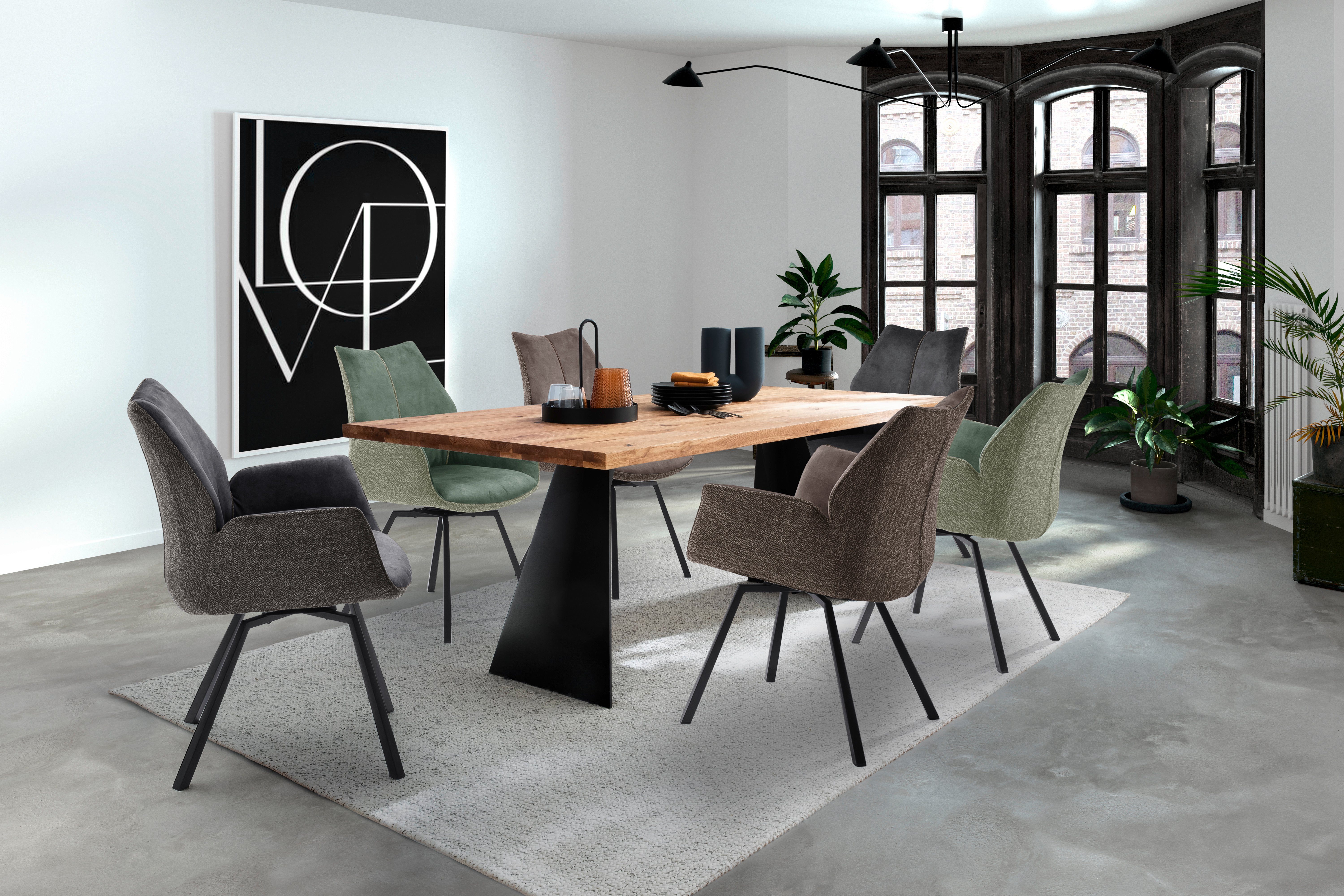 MCA furniture Stoel met armleuningen Tacoma set van 2 in vintage suède-look, 180° draaibaar, tot 120 kg belastbaar (set, 2 stuks)