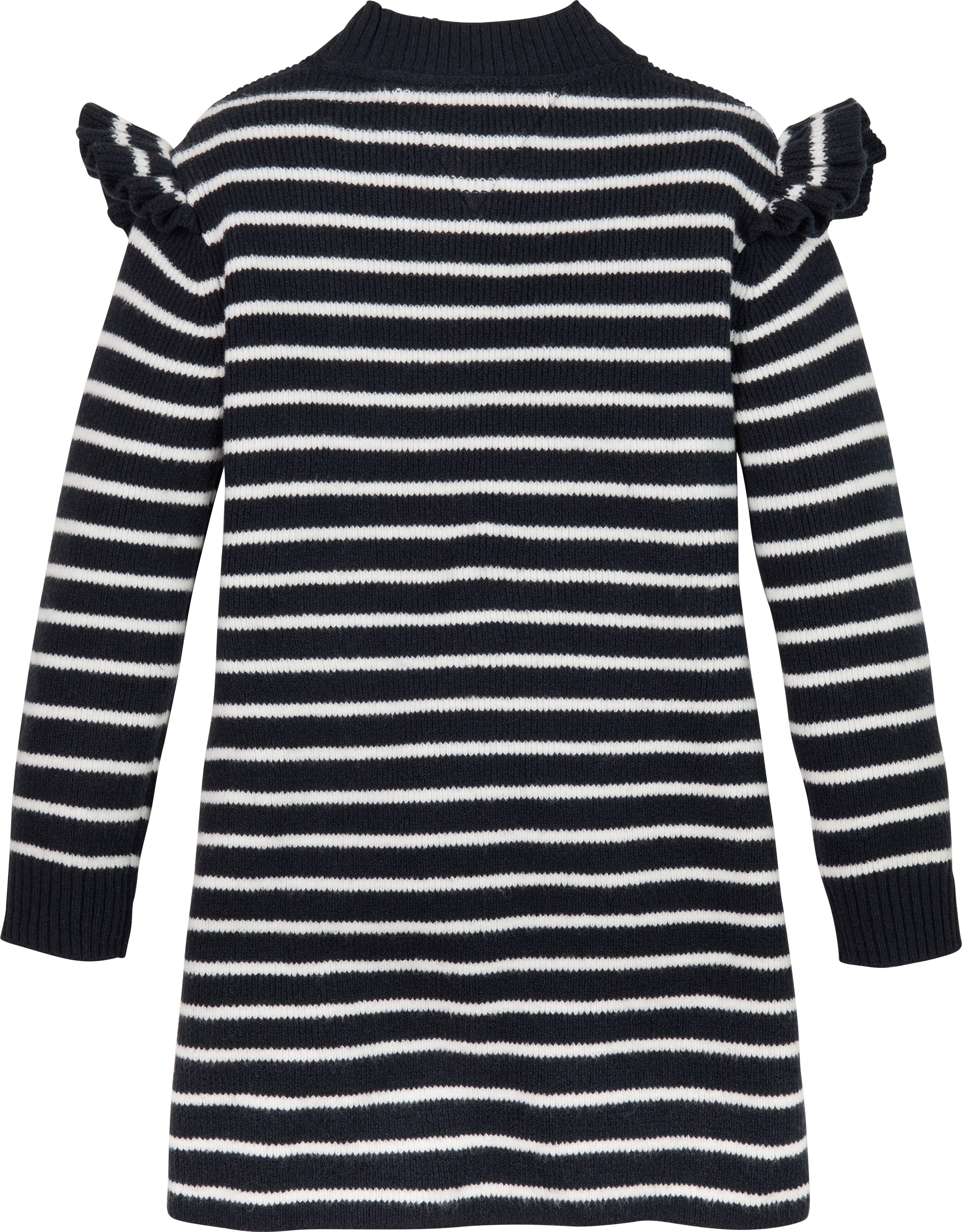 Tommy Hilfiger Gebreide jurk RUFFLE SKATER DRESS LS Baby tot 2 jaar met streepmotief