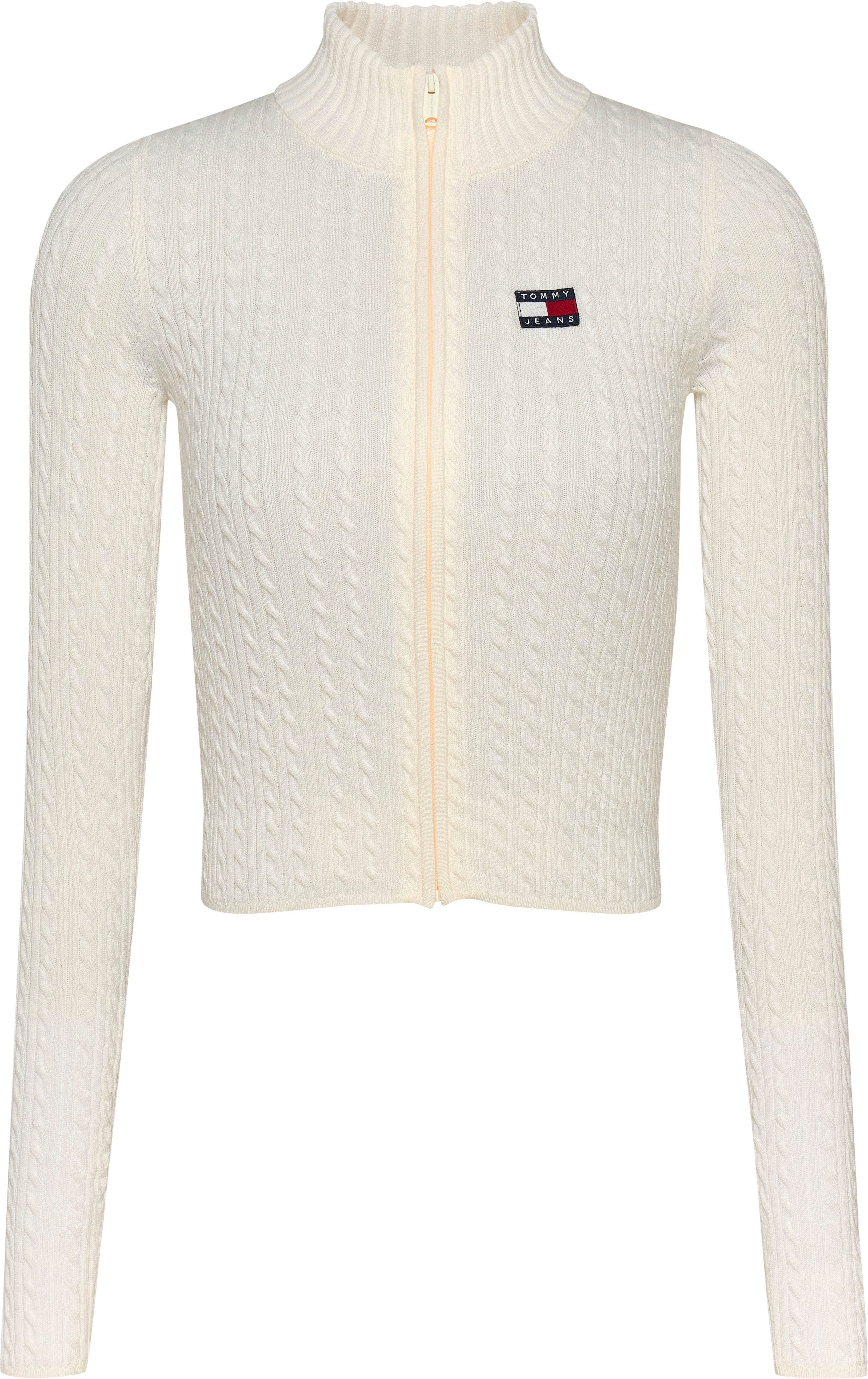 TOMMY JEANS Vest TJW ZIP-THRU CABLE CARDIGAN met kabelpatroon logo-badge
