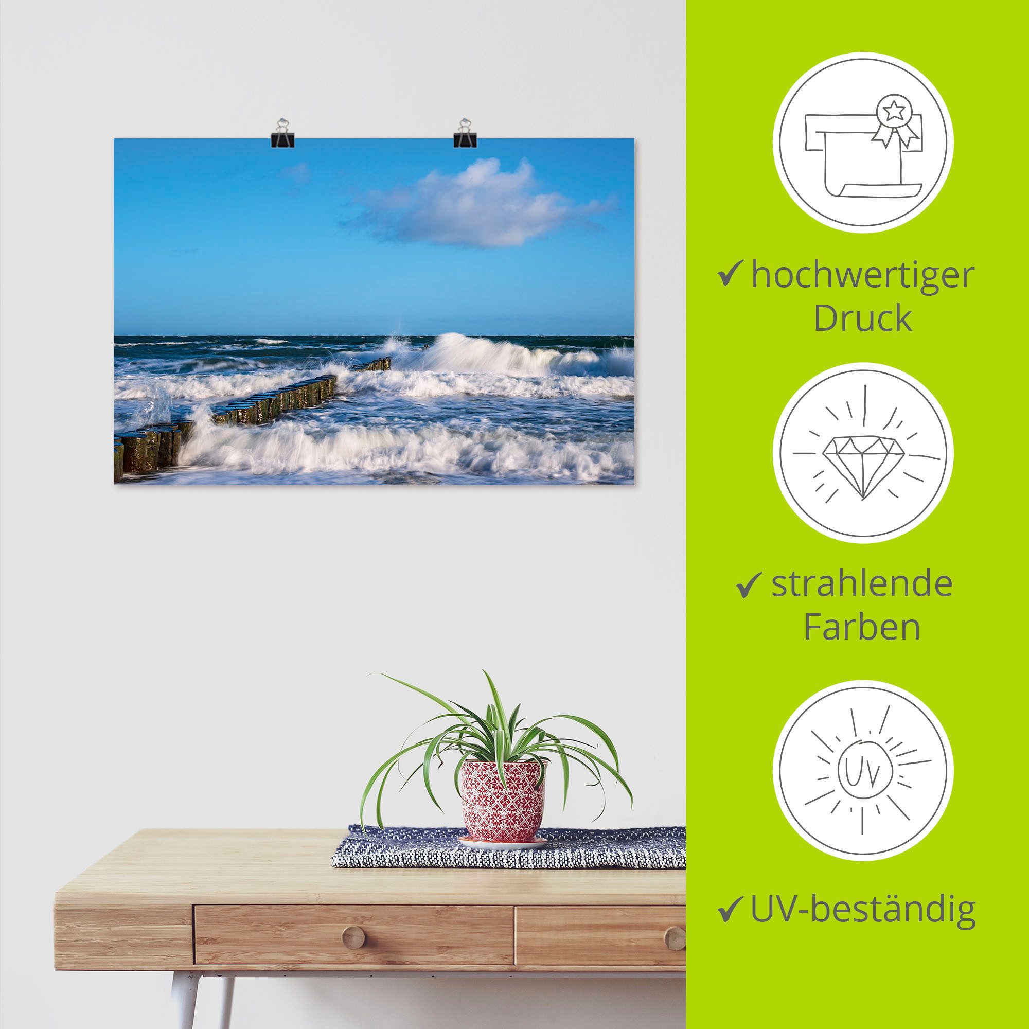 Artland Artprint Blik op de kust van de Oostzee II als artprint van aluminium, artprint voor buiten, artprint op linnen, poster in verschillende maten. maten