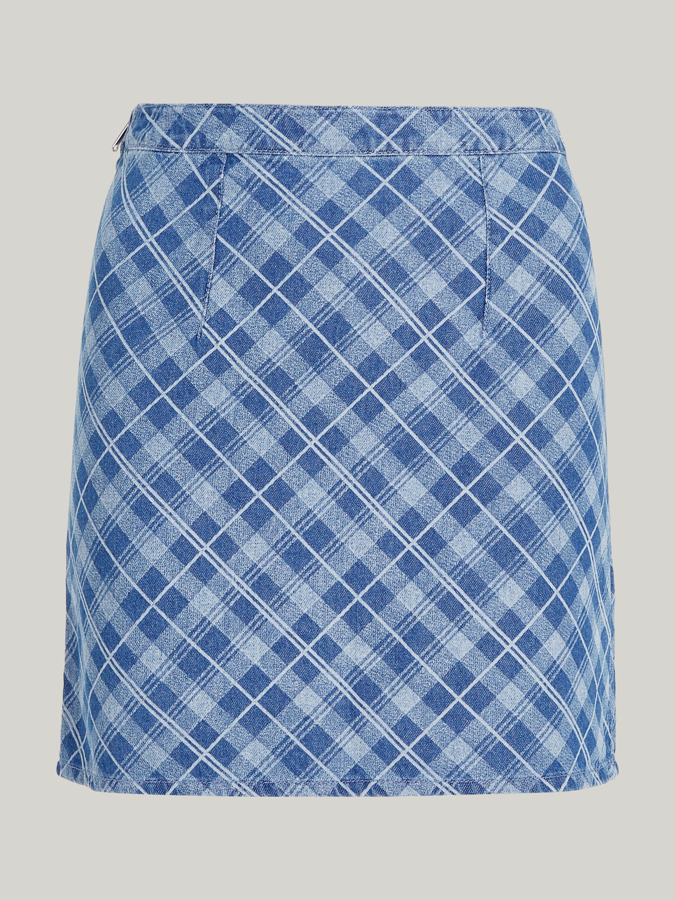 TOMMY JEANS Geweven rok TJW TARTAN CHECK CHAMBRAY SKIRT Webrok in modieuze tartan ruitpatroon