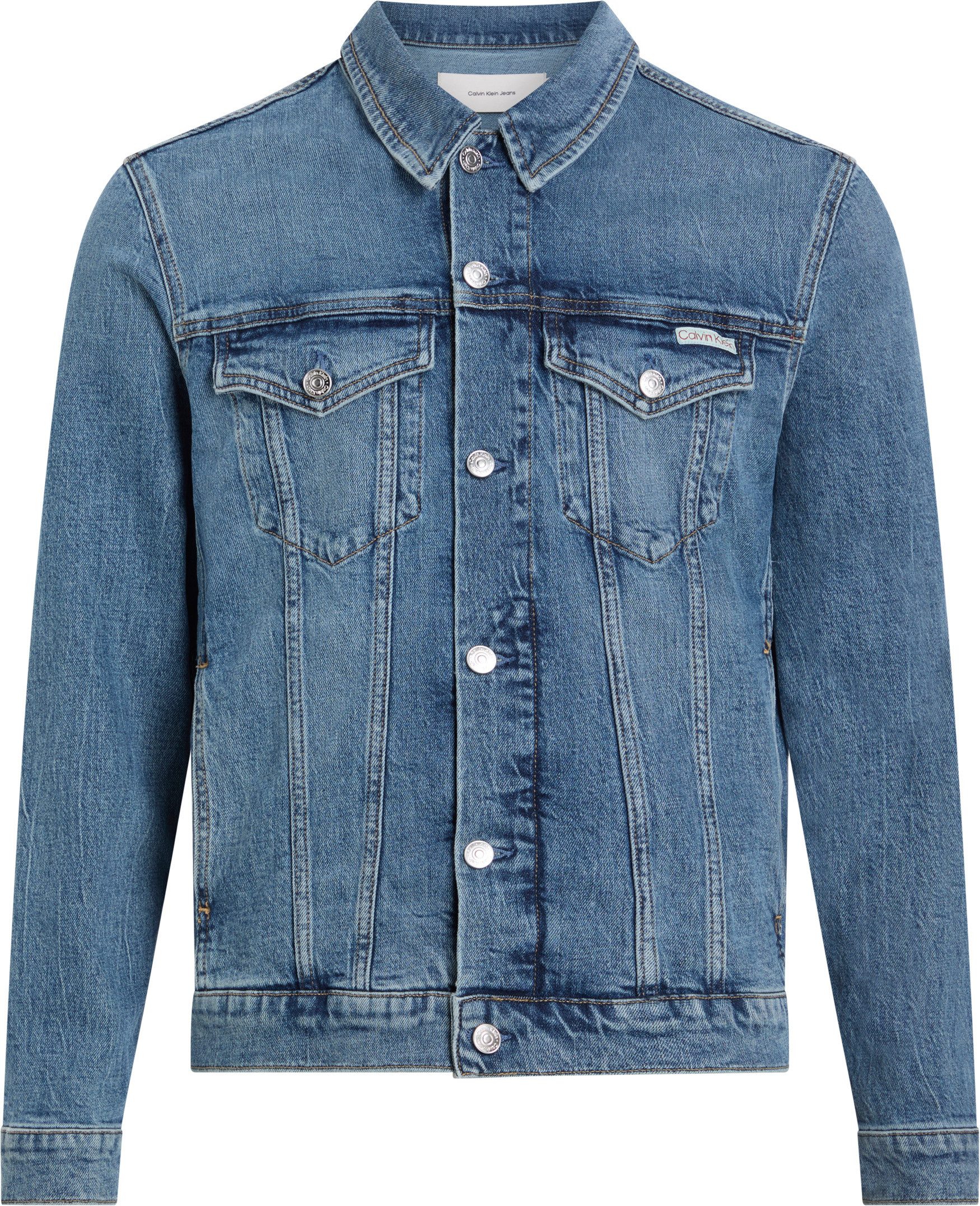 Calvin Klein Jeansjack SLIM DENIM JACKET in donkerblauwe wassing