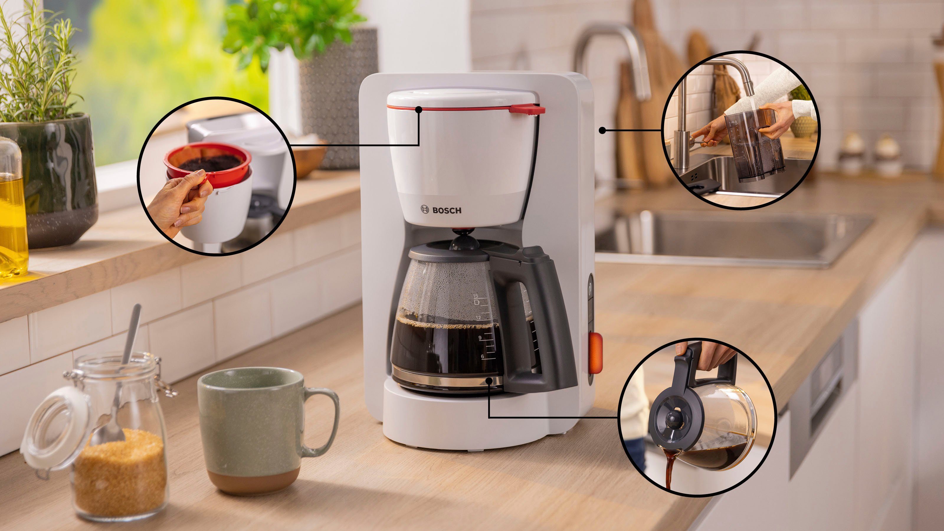 BOSCH Filterkoffieapparaat MyMoment TKA3M131, 1,25 l, 60min warmhoudfunctie, aroma intense, ontkalkingsprogramma, 1200 w