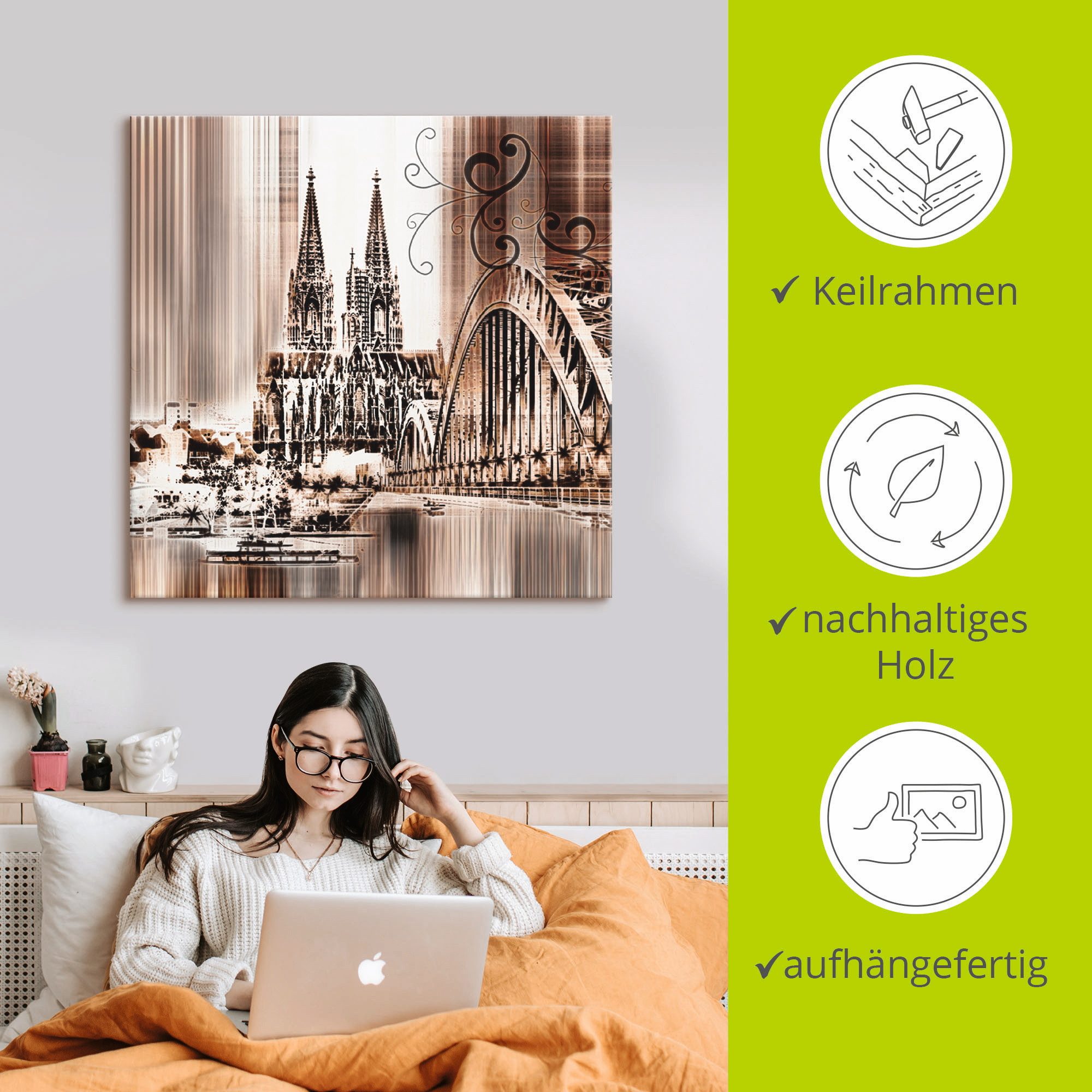 Artland Artprint Keulen Skyline collage VI als artprint op linnen, muursticker in verschillende maten