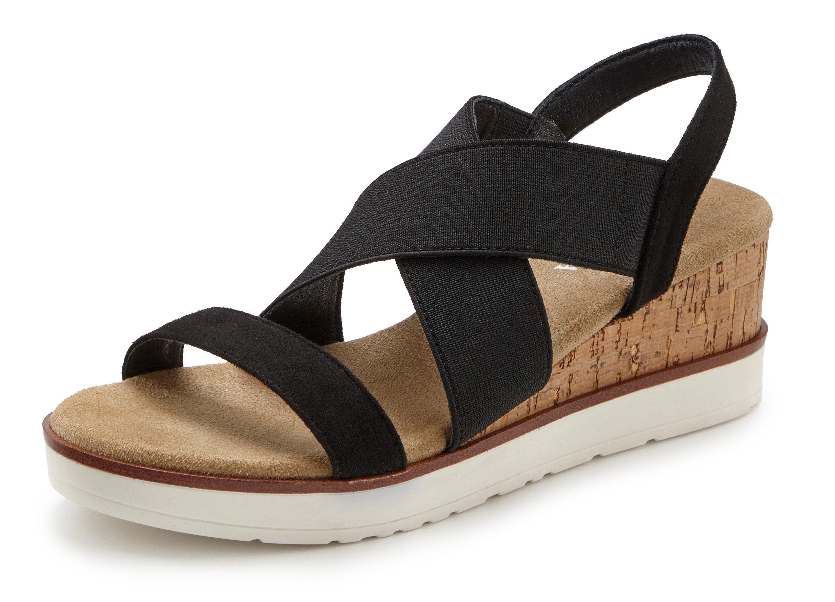 Lascana Sandaaltjes Zomerschoen Sandaal, zomerschoen met sleehak en elastische bandjes VEGAN