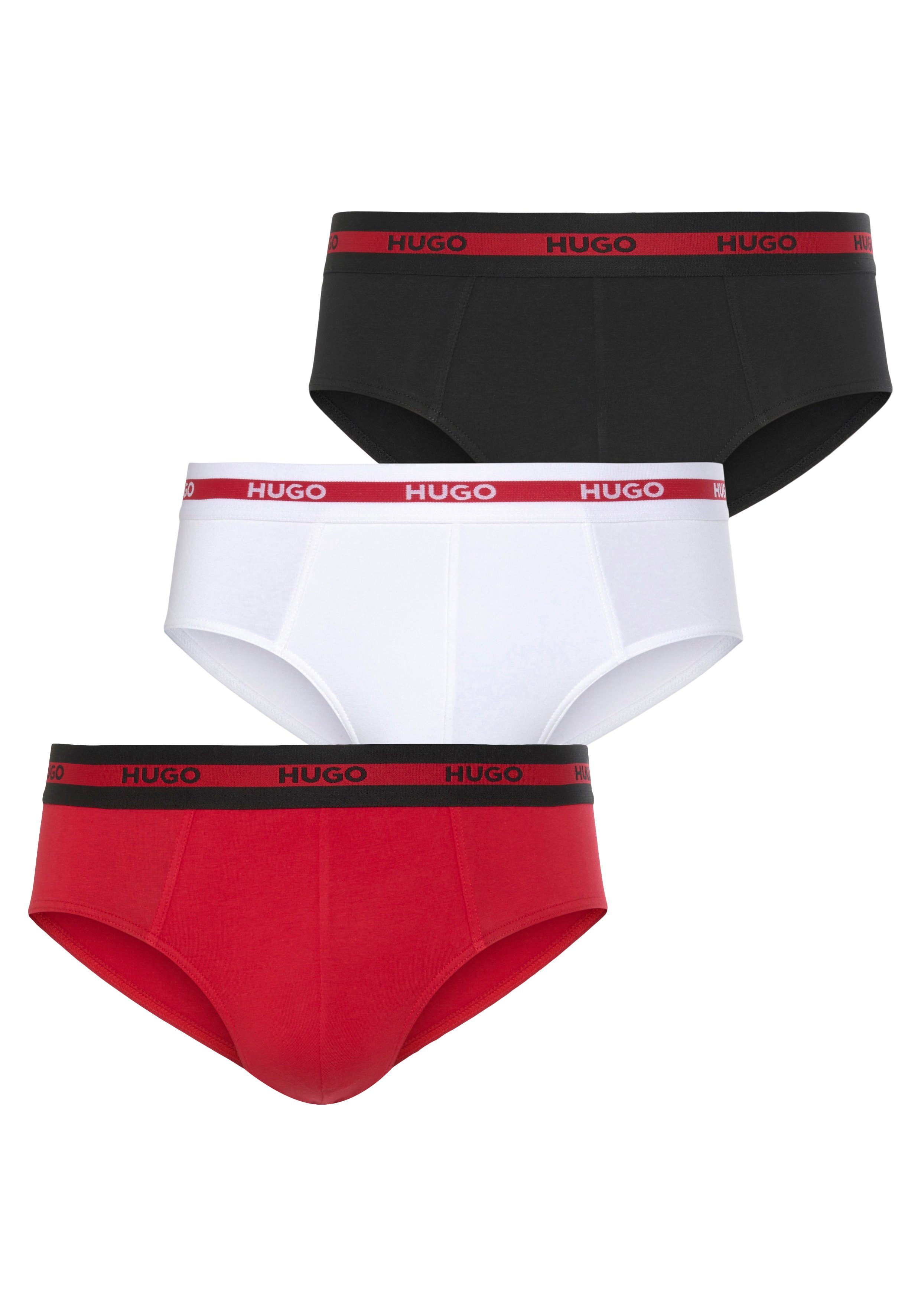 HUGO underwear Slip met contraststrepen en logo-opschriften op de tailleband (set, 3 stuks, In driepack)