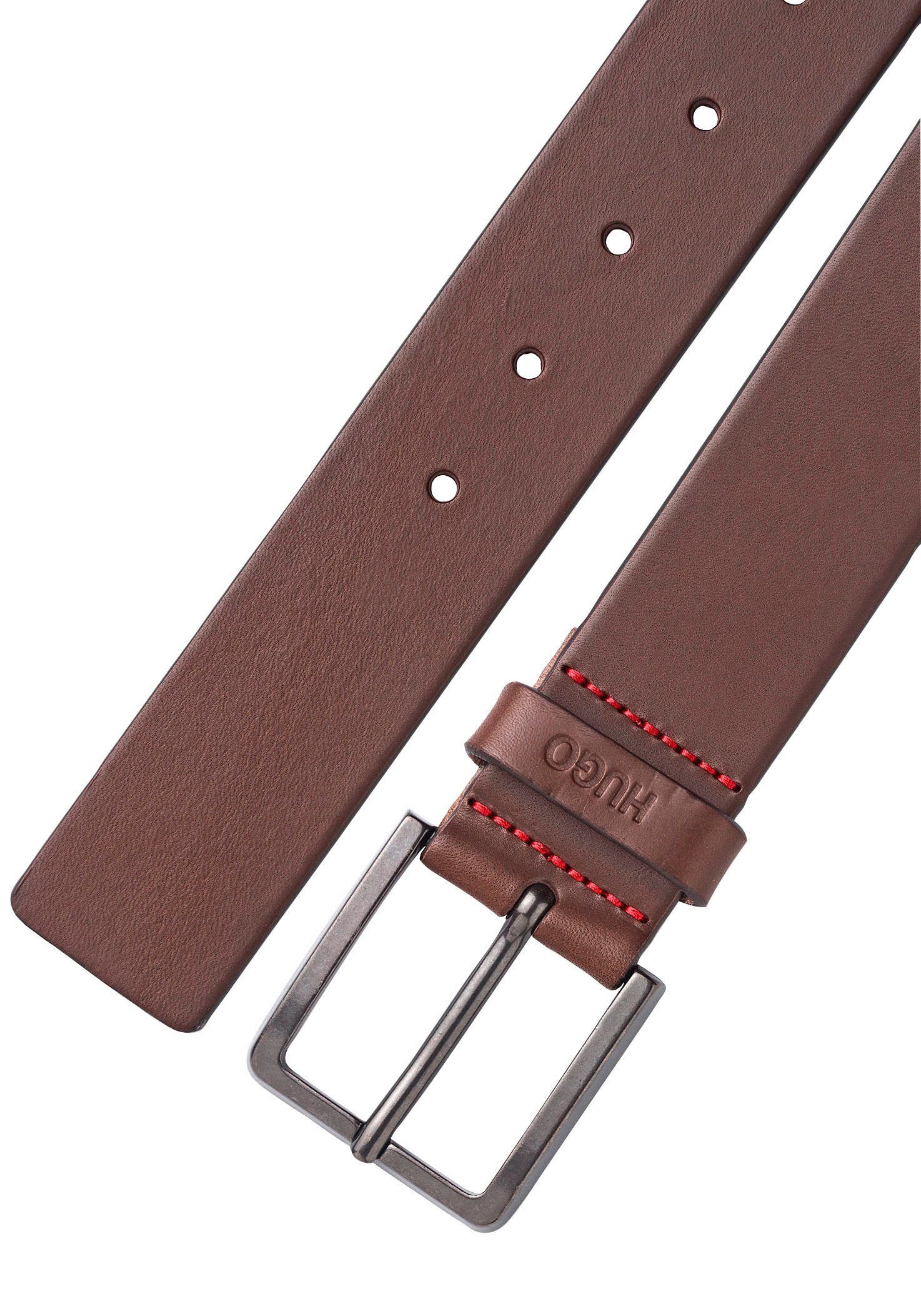 HUGO Leren riem Gionio van italiaans leer met logo-embossing op de lus