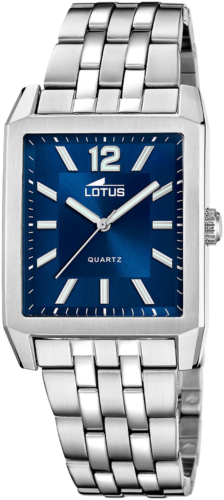 Lotus Kwartshorloge Square Horloge, herenhorloge, stalen band, analoog