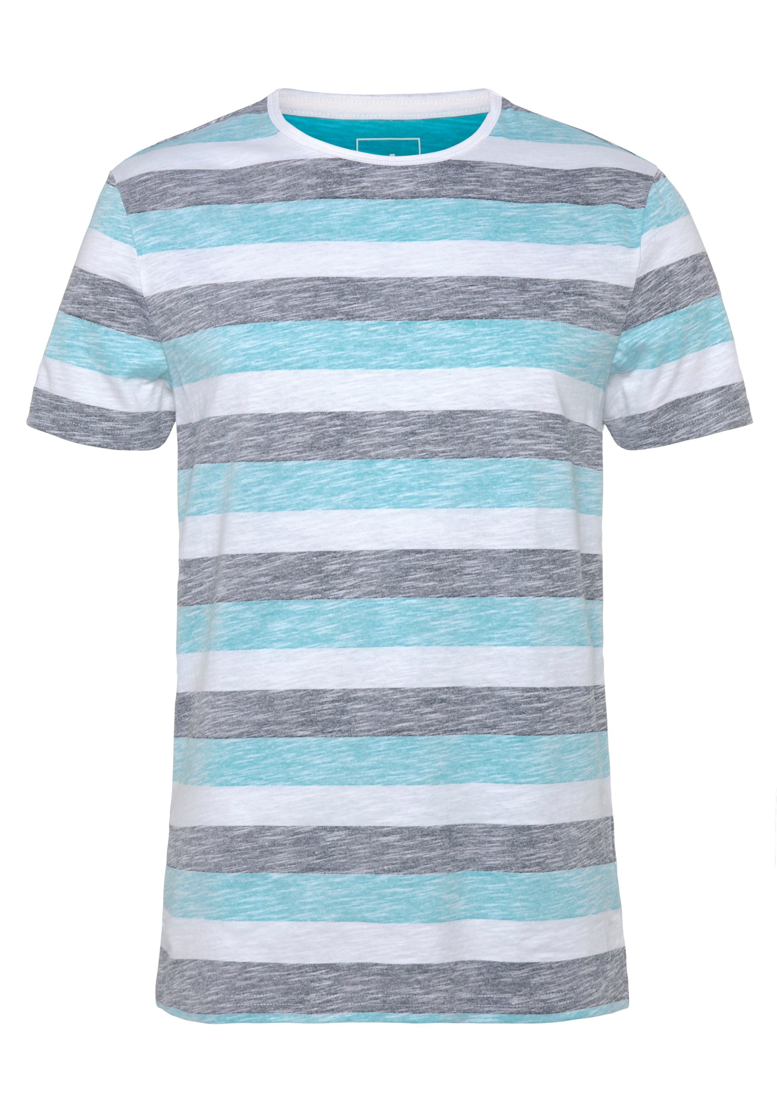 AJC T-shirt smal gesneden, gestreept, ronde hals