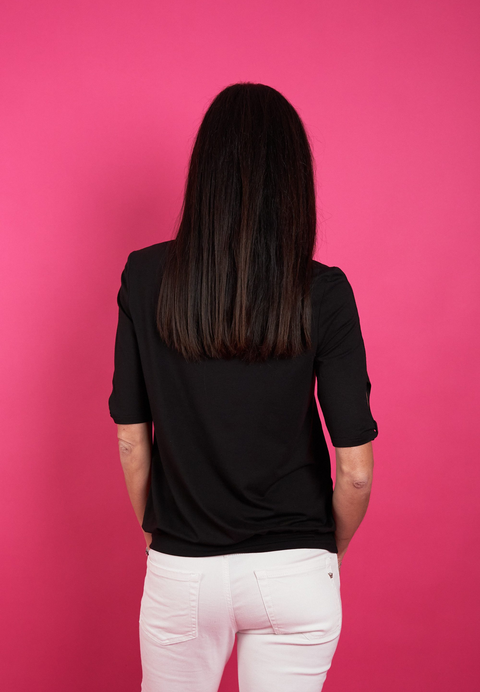 Seidel Moden Shirt met ronde hals met cut-out details, made in germany