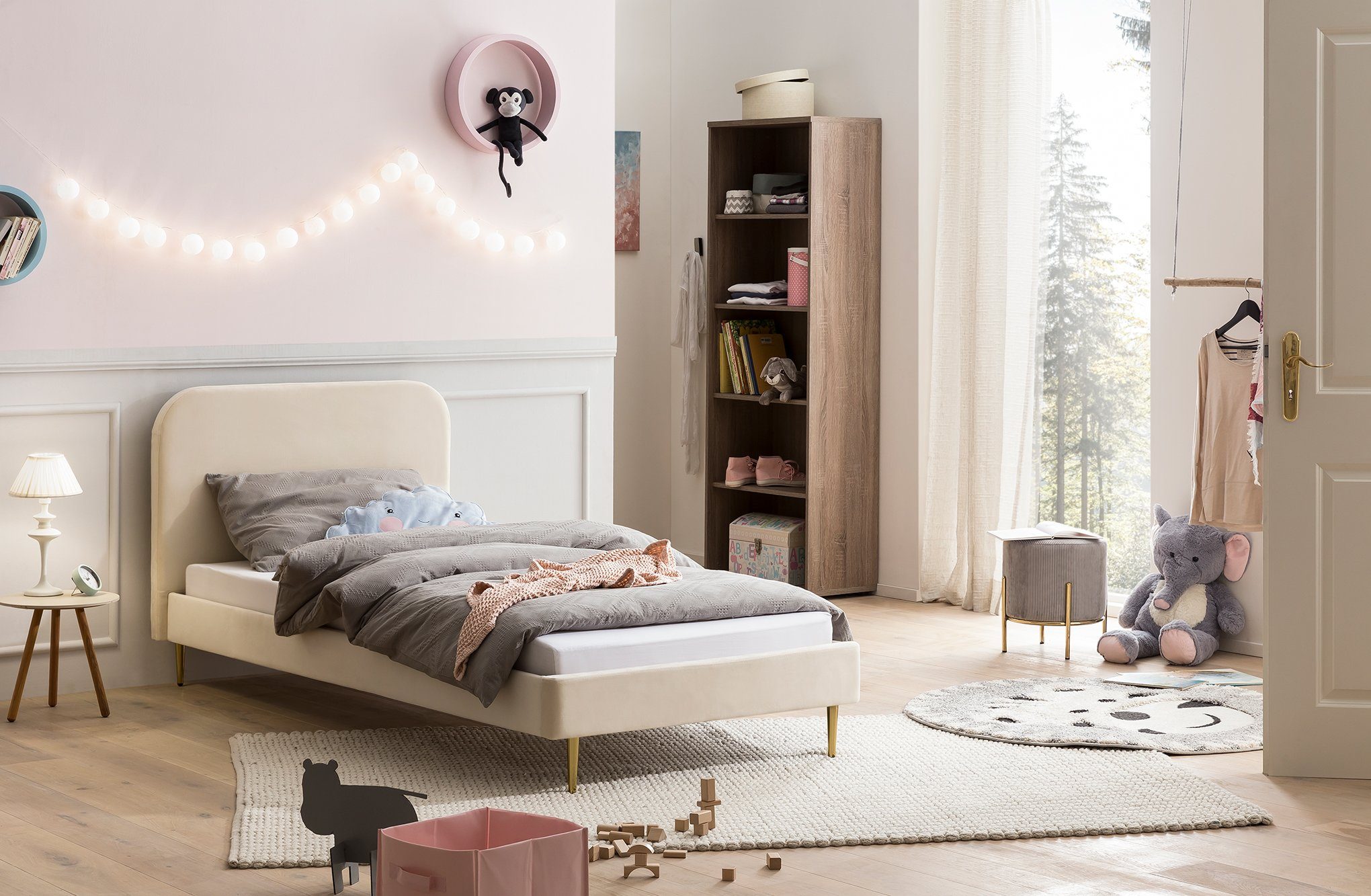 SalesFever Gestoffeerd bed Poten chroom goudkleur