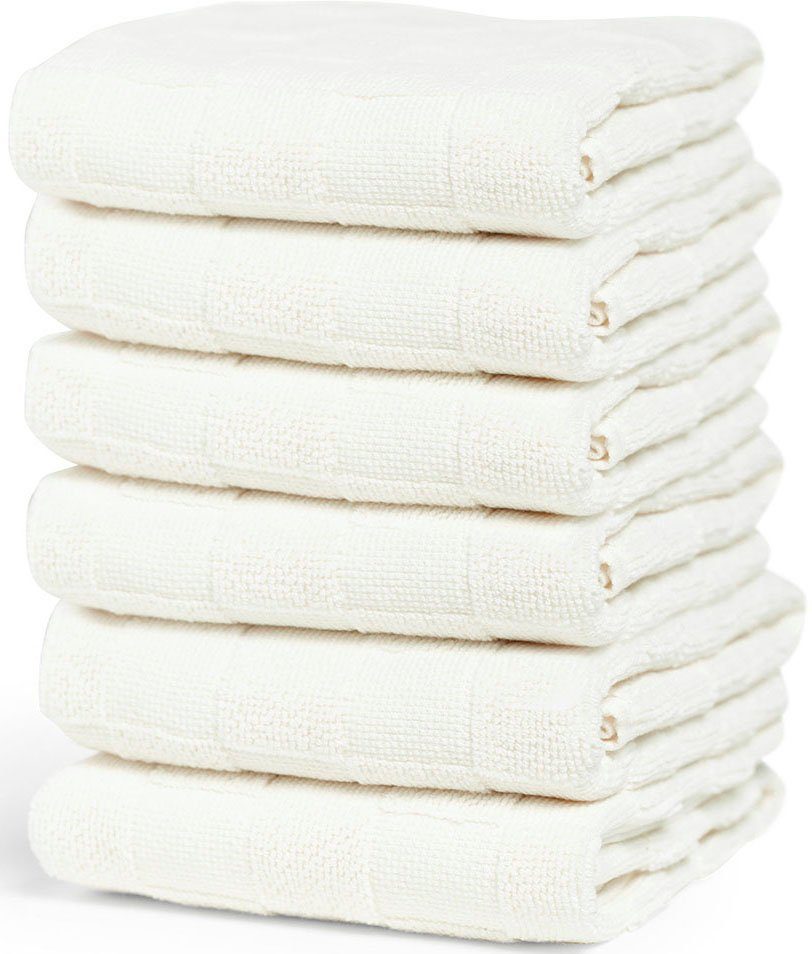 Cinderella Theedoek Checkmaid Keukenhanddoek van puur katoen, afmetingen per doek ca. 50x55 cm (set, 6-delig) theedoeken wit