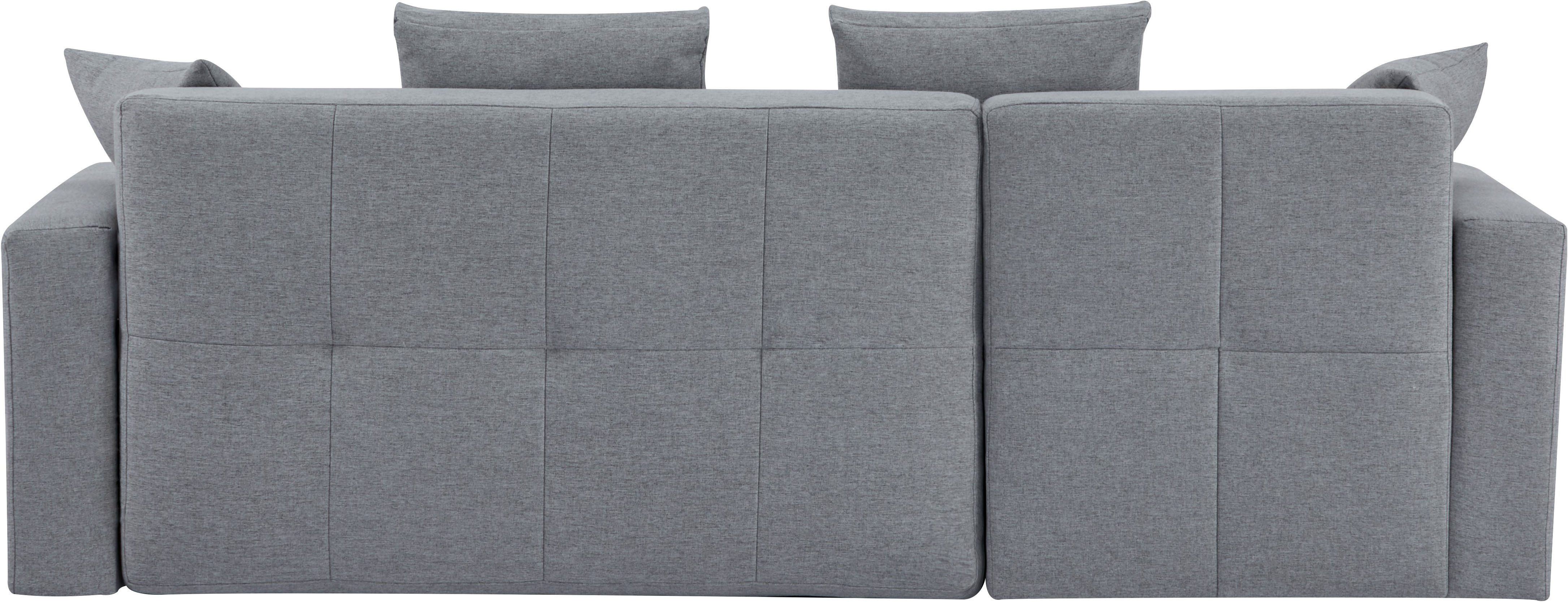 INOSIGN Hoekbank KILLAM, 217 cm, L-vorm, met slaapfunctie en bedlade Recamière rechts / links monteerbaar, in cord en geweven stof
