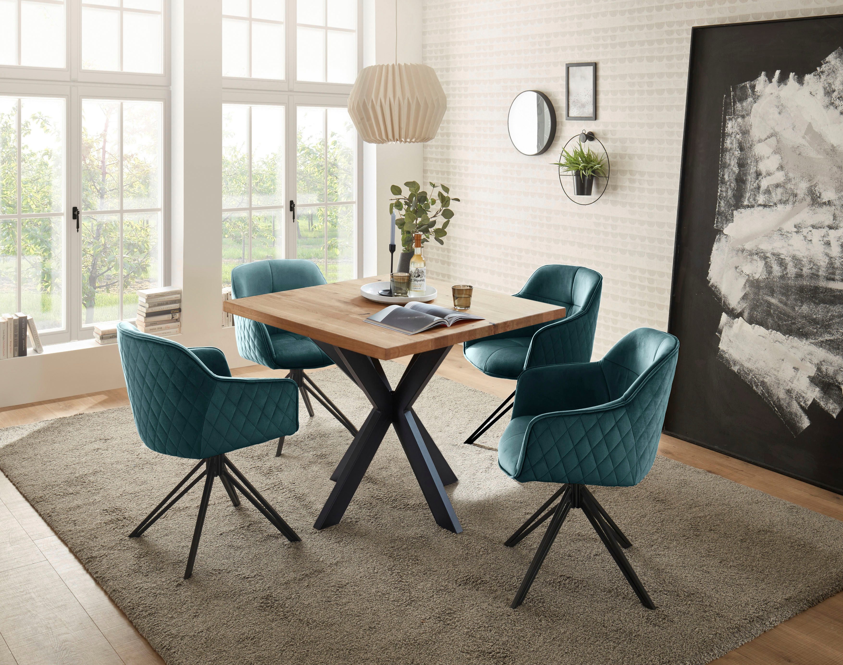 Stolkom Eettafel Micky 100 cm in massief geolied eiken, vierkante tafel