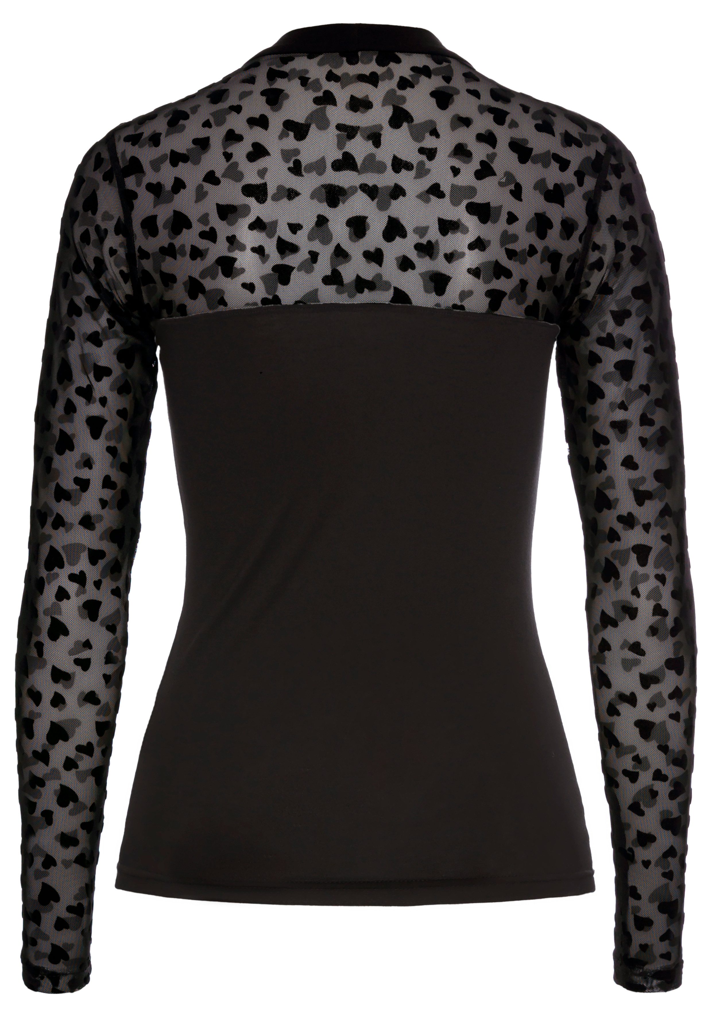Laura Scott Shirt met lange mouwen met speelse meshelement