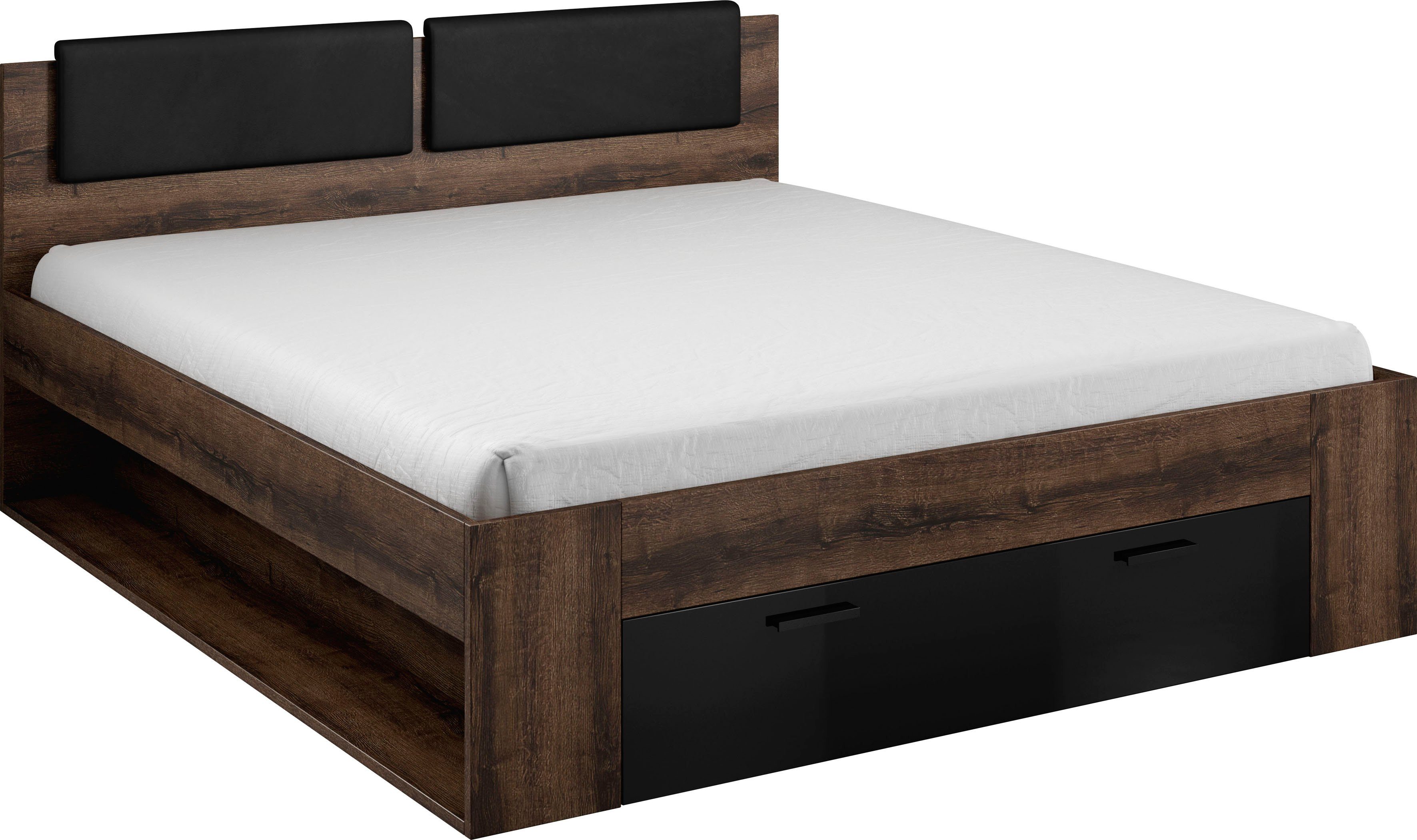 INOSIGN Ledikant met bergruimte Galaxy tweepersoonsbed met comfortabele, gewatteerde hoofdeinden bedden bruin