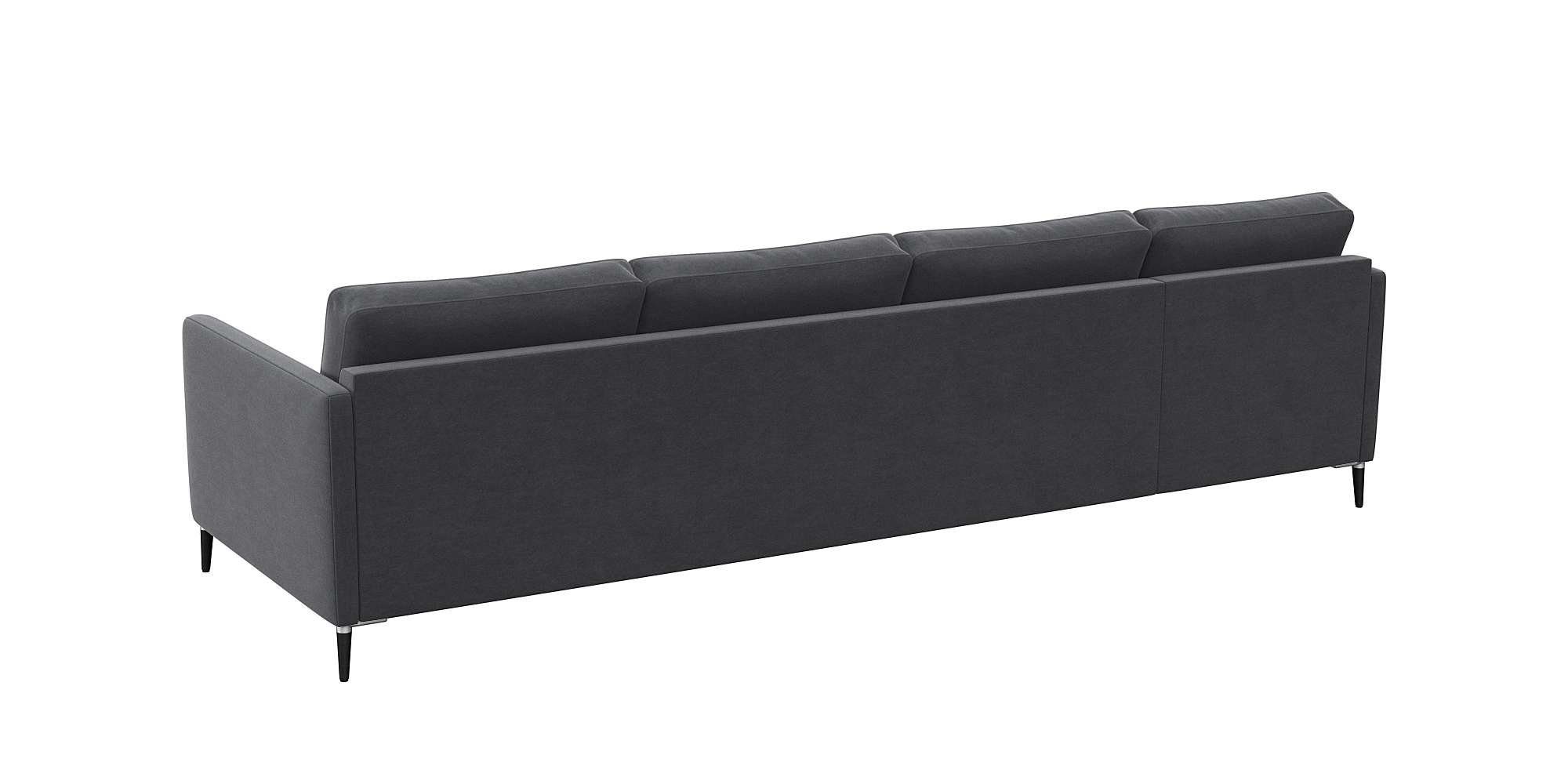 FLEXLUX Hoekbank Fiore, L-vorm smalle armleuningen, koudschuim, poten aluminium + zwart