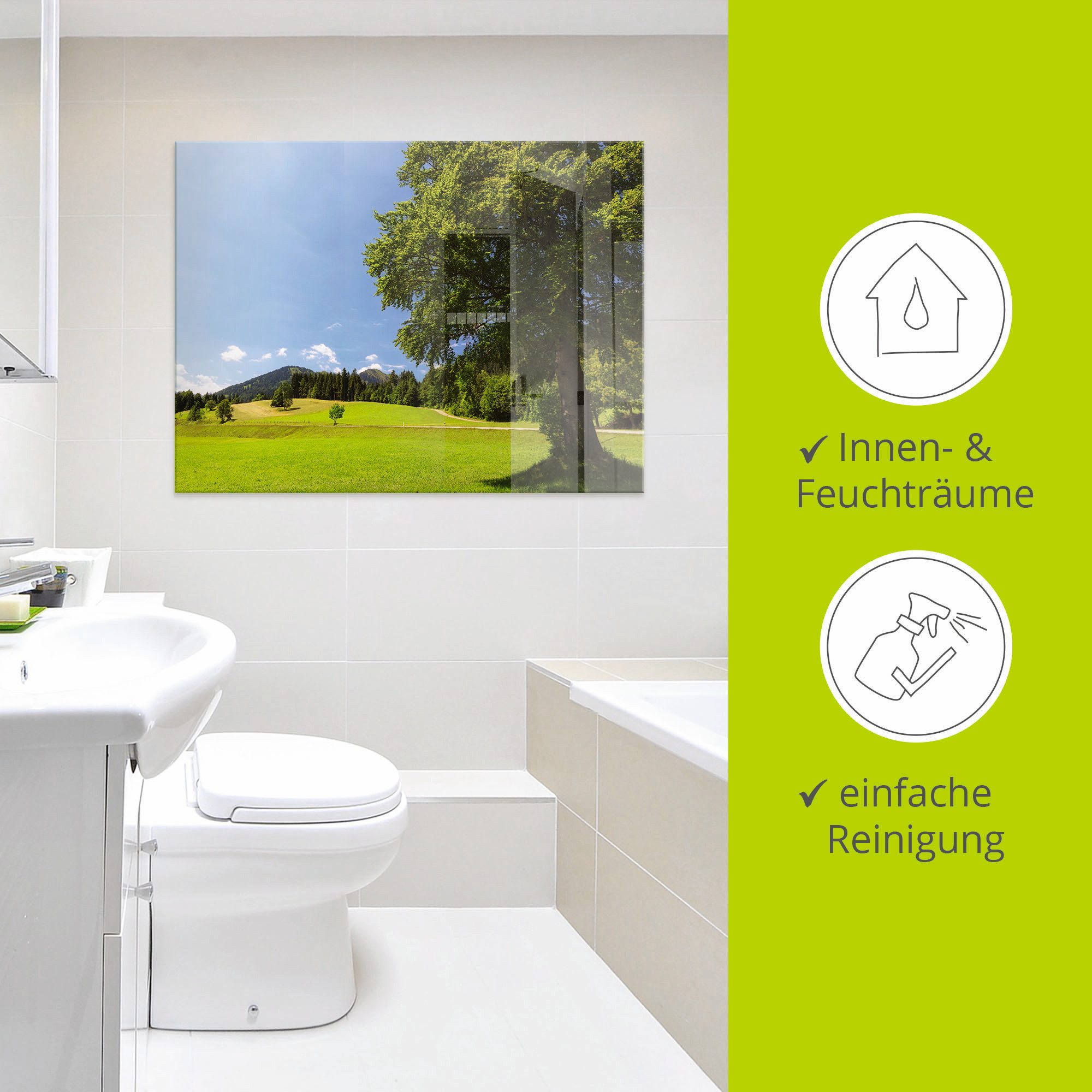 Artland Print op glas Beiers Landschap in verschillende maten
