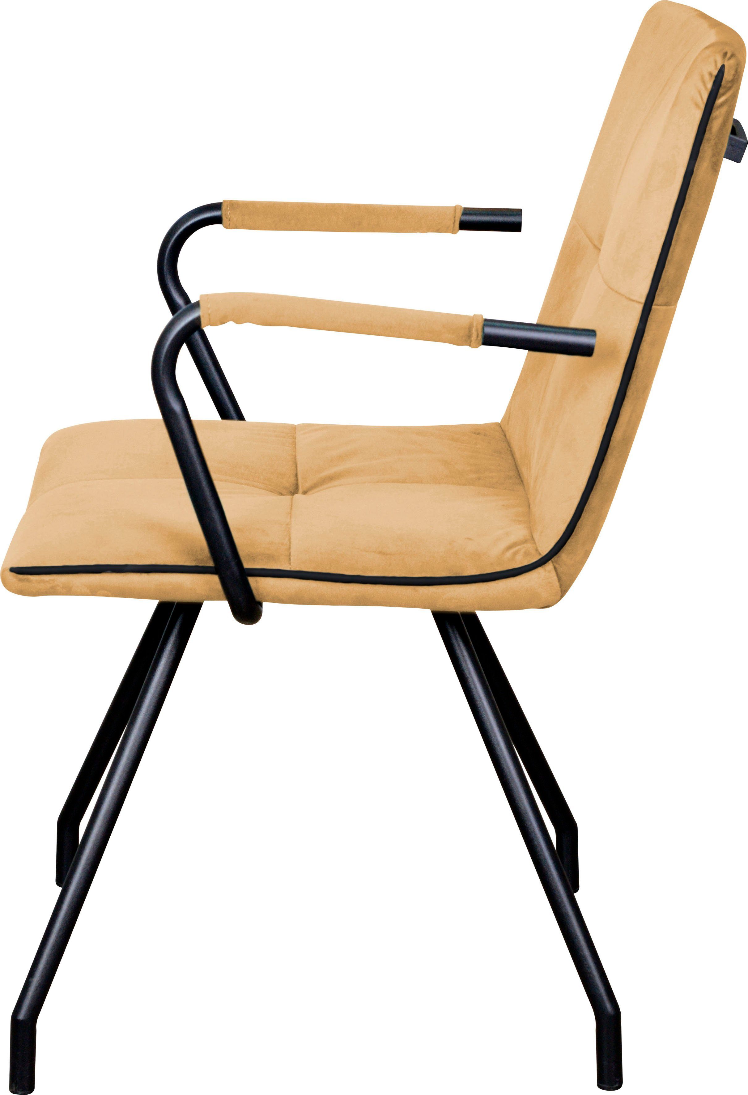 Kayoom Stoel Eaden 225 2-pack, fluweelachtige stofbekleding, paspel van kunstleer stijlvol, onderhoudsvriendelijk, eigentijdse kleurstelling, fluweelachtige stofbekleding (set, 2 stuks)