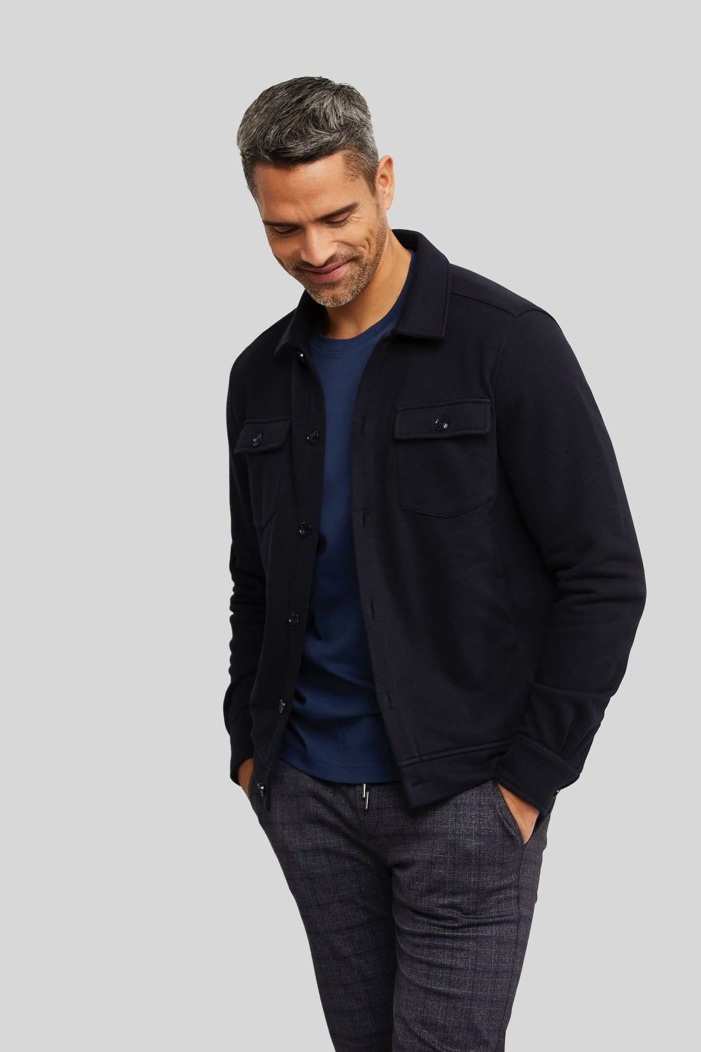 Bugatti Sweatvest in overhemd-look heren sweatvesten maat 4XL blauw