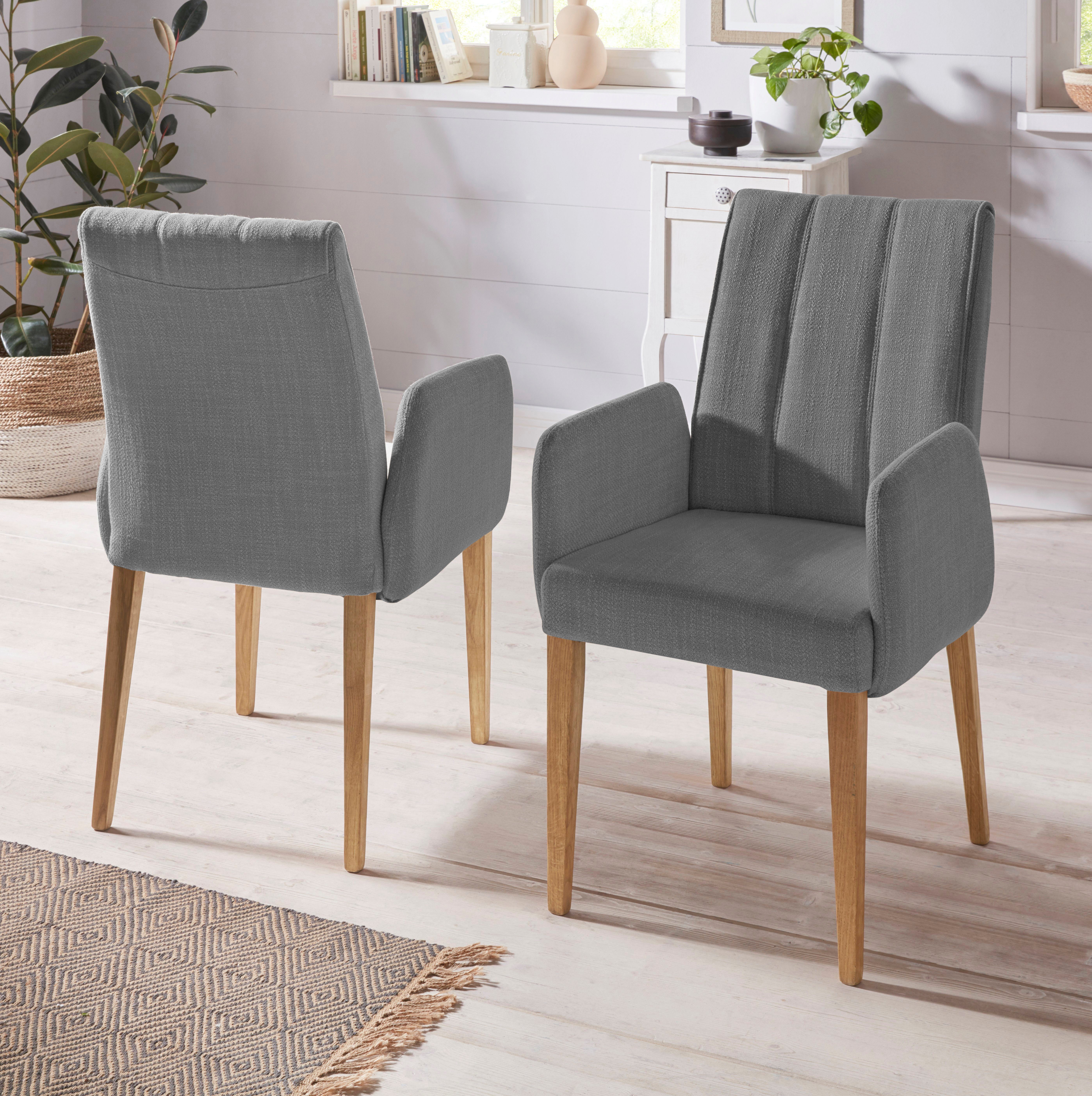INOSIGN Stoel met armleuningen (per stuk) rugleuning met stiksels 4 poot stoelen grijs