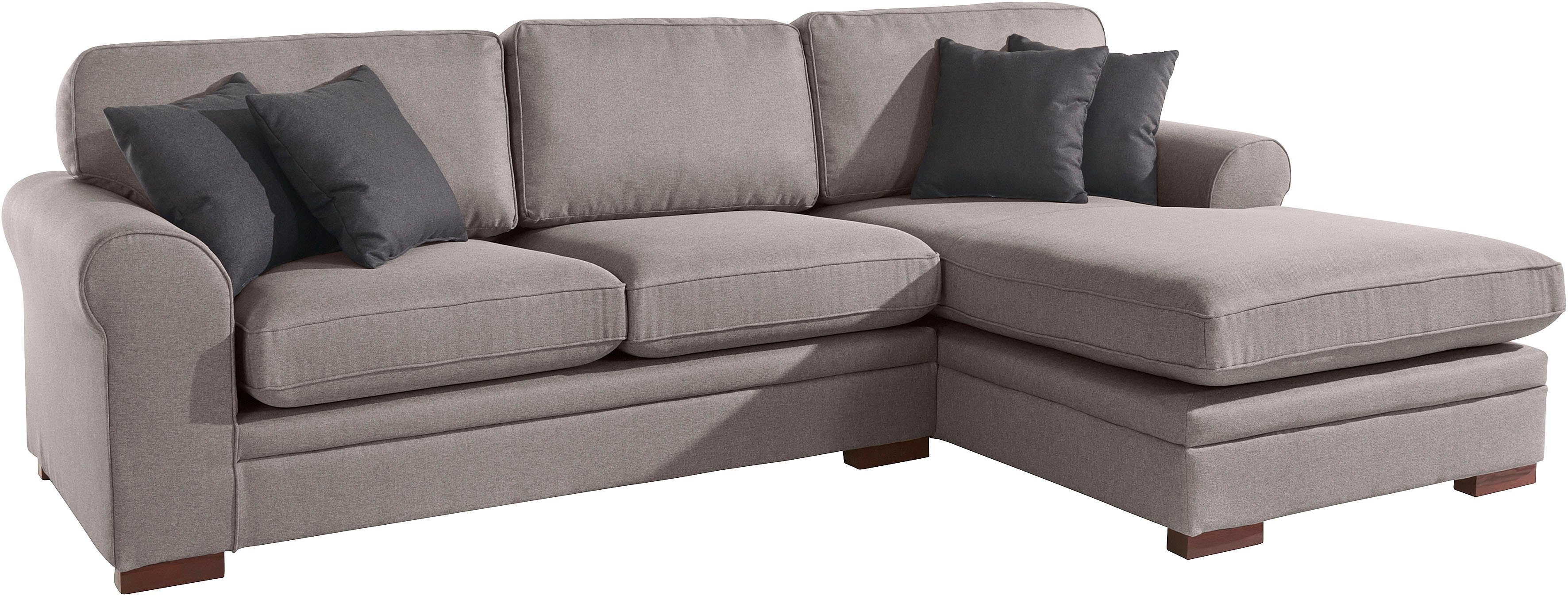 Home affaire Hoekbank Broughton L-vorm zacht zitcomfort, incl. 4 sierkussens, opstaande naad