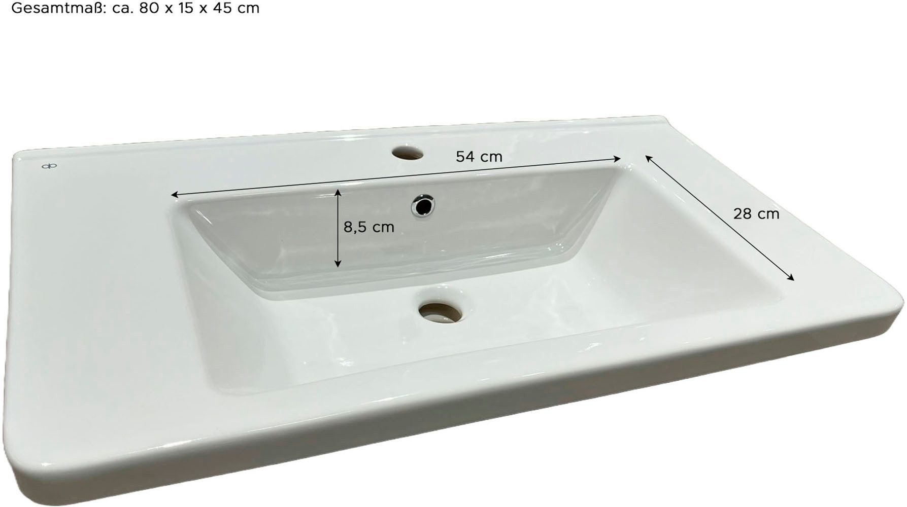 Home affaire Wastafelonderkast Landsby, breedte 133 cm, incl. mineralen gietwasbak, 4 lades (2-delig)