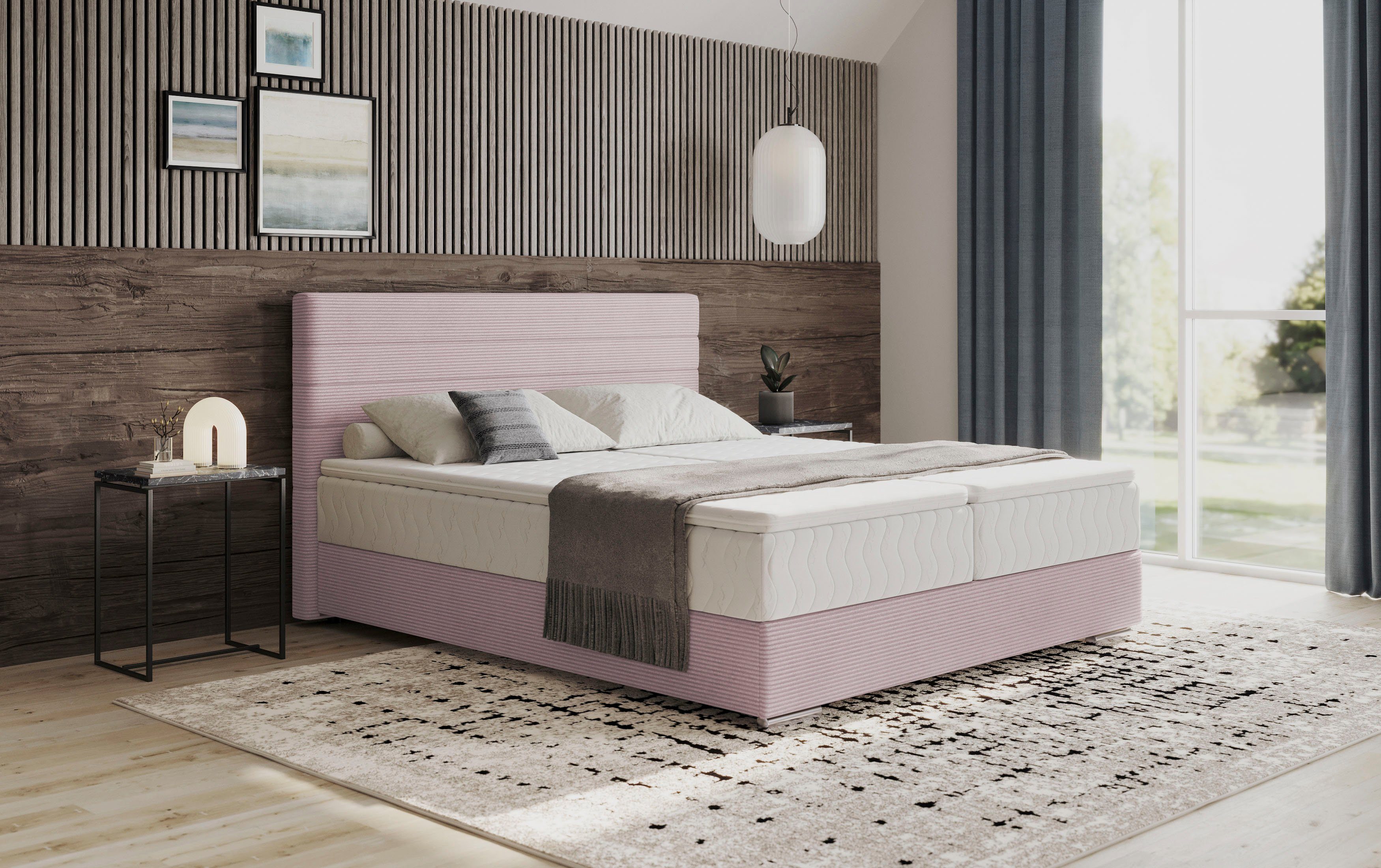 Mr. Couch Boxspring Stratus 2 incl. matrassen en bedlades boxsprings roze