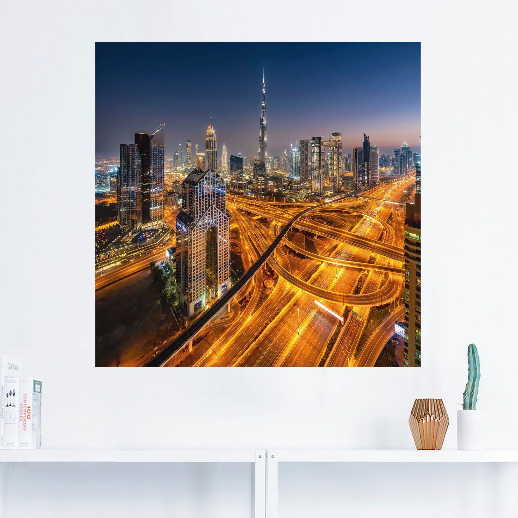 Artland Artprint Skyline Dubai als artprint van aluminium, artprint voor buiten, muursticker in diverse maten