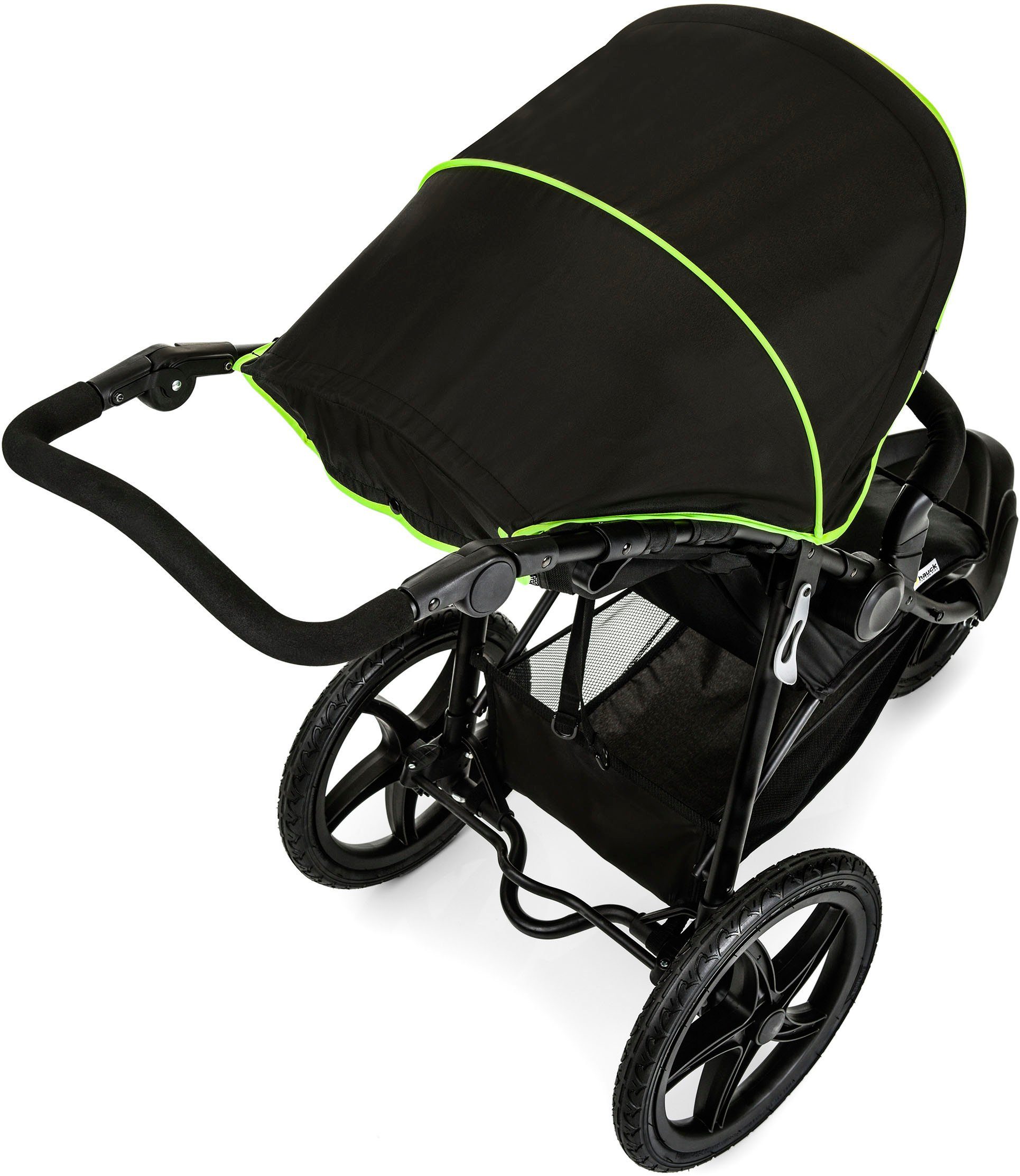 Hauck Kinderwagen met drie wielen Runner black/neon yellow met draaibaar en vergrendelbaar voorwiel