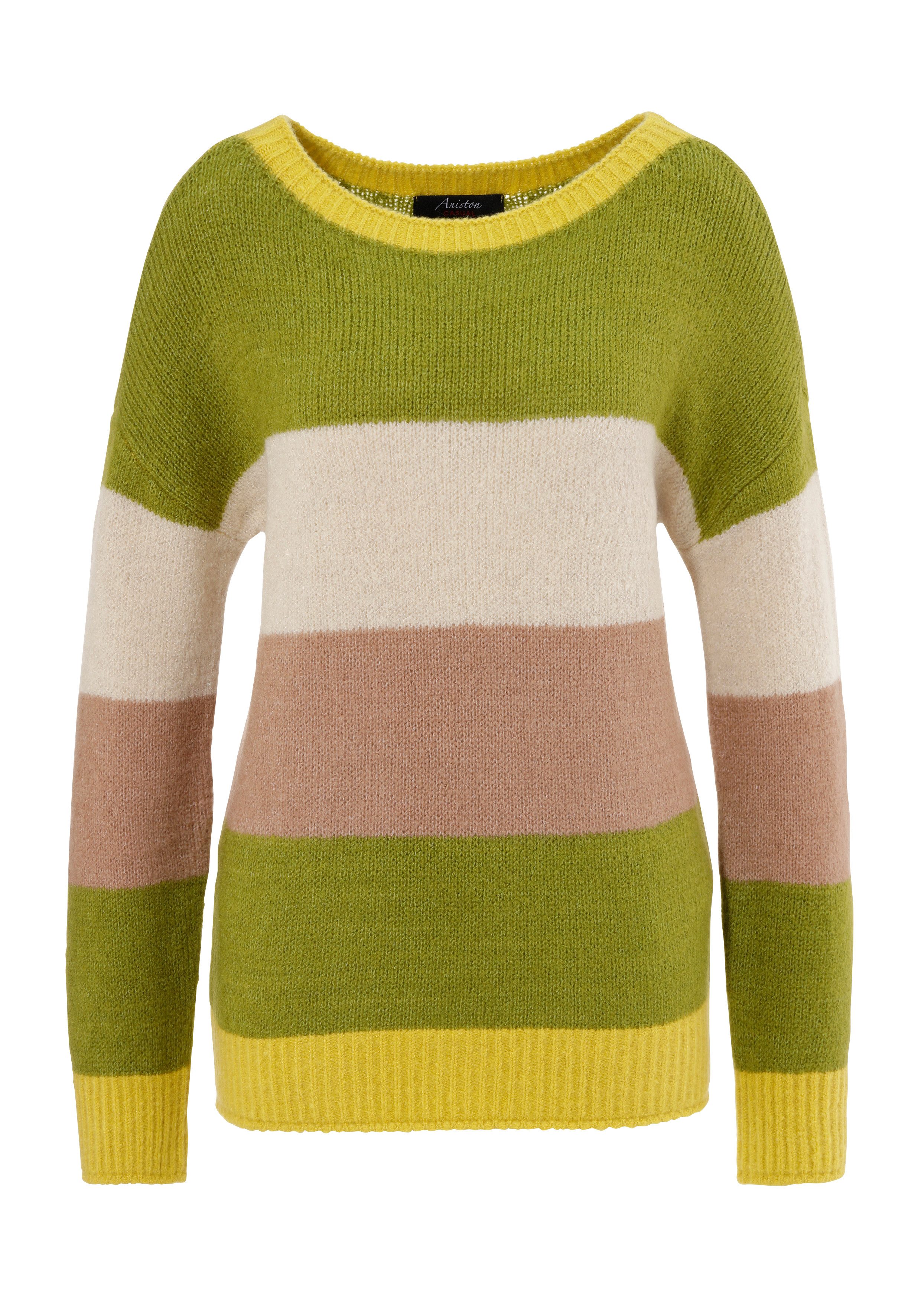 Aniston CASUAL Gebreide trui met trendy gekleurde brede strepen