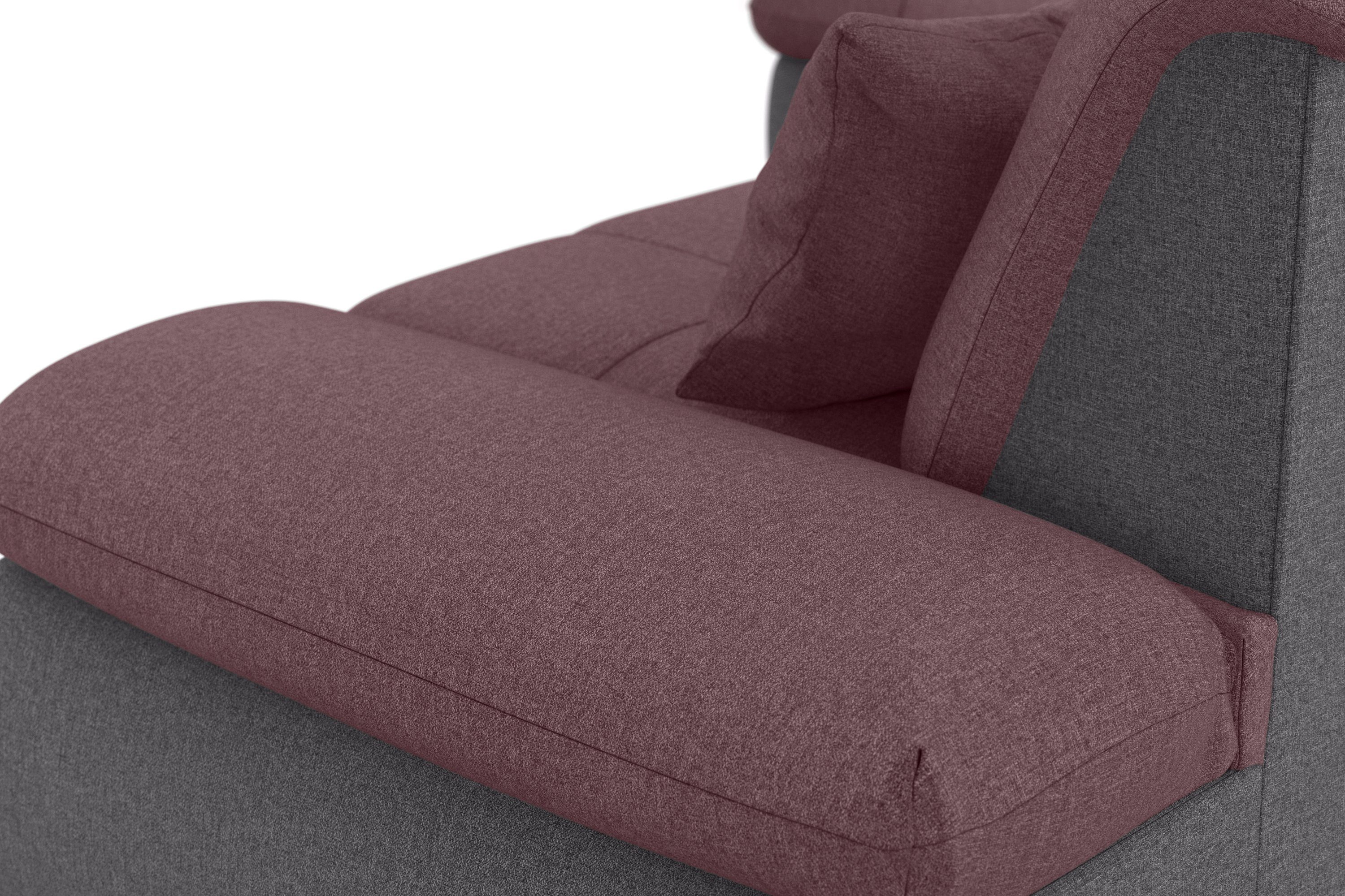 DOMO collection Hoekbank Moric, L-vorm, XXL-bank - Breedte 300cm keuze met bedfunctie en armleuningverstelling, donkergroen
