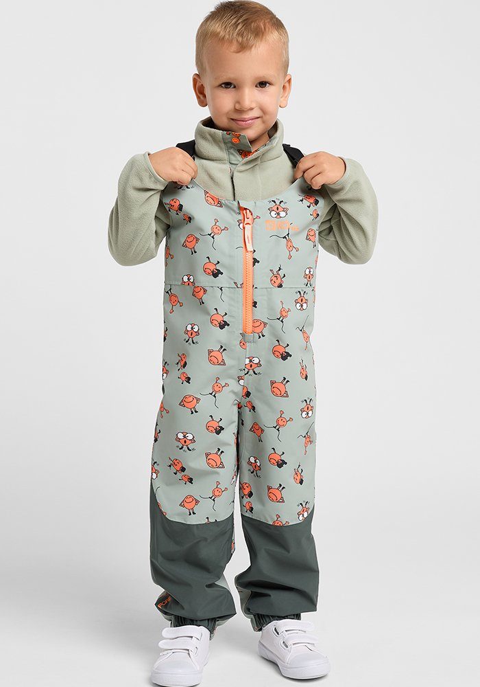 Jack Wolfskin Regensalopet SMILEYWORLD 2L AOP BIB K kinderen outdoorbroeken maat 140 groen