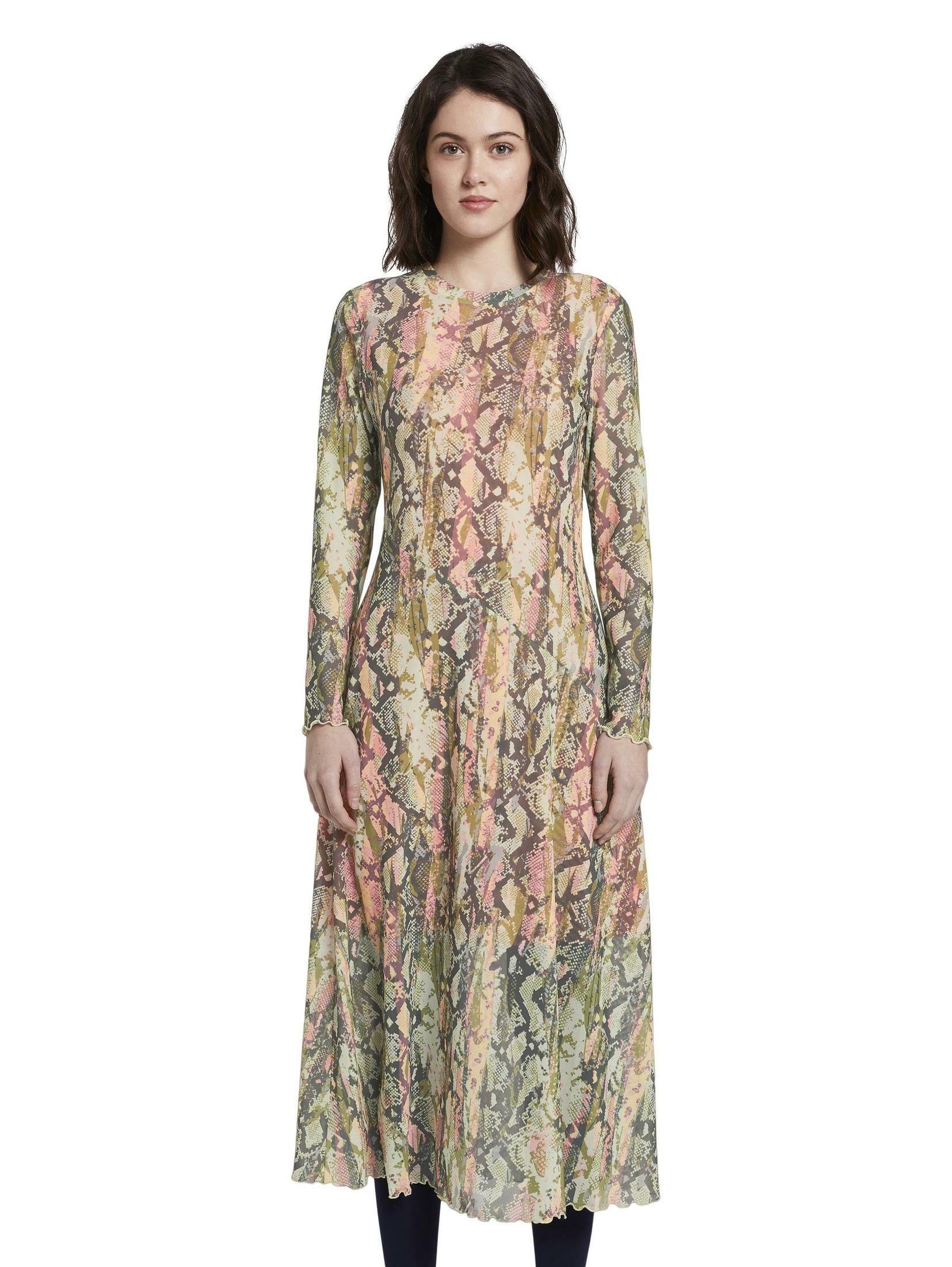 TOM TAILOR Denim maxi jurk »Midikleid mit Schlangen Print Multi gekleurde Lange rokken TOM TAILOR DENIM Maat XXL