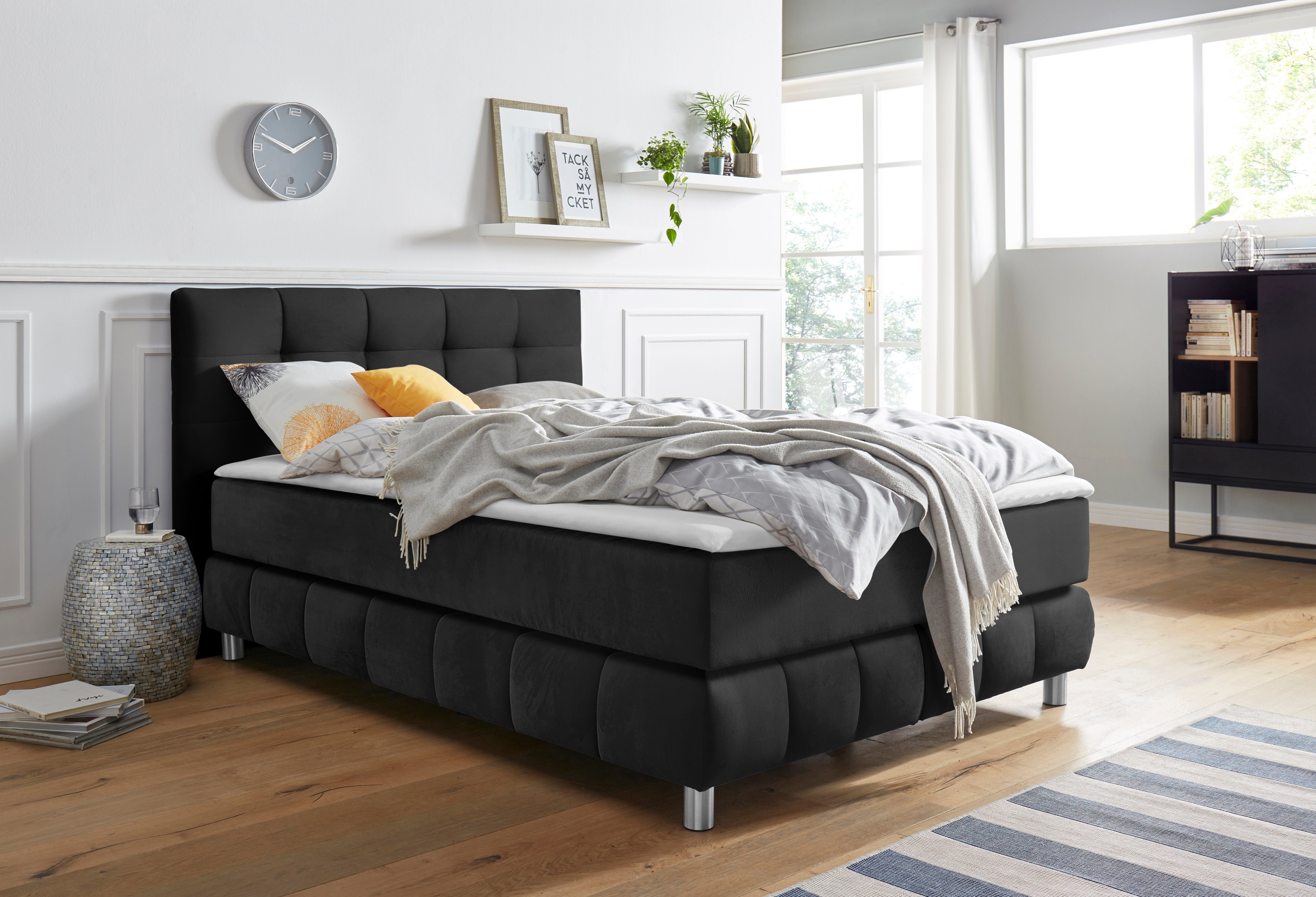 andas Boxspring Salo incl. topmatras, in fluwelige look of structuurstof, 6 breedten, 2 hardheden, tfk ook in hardheid 4. 3 matrassoorten