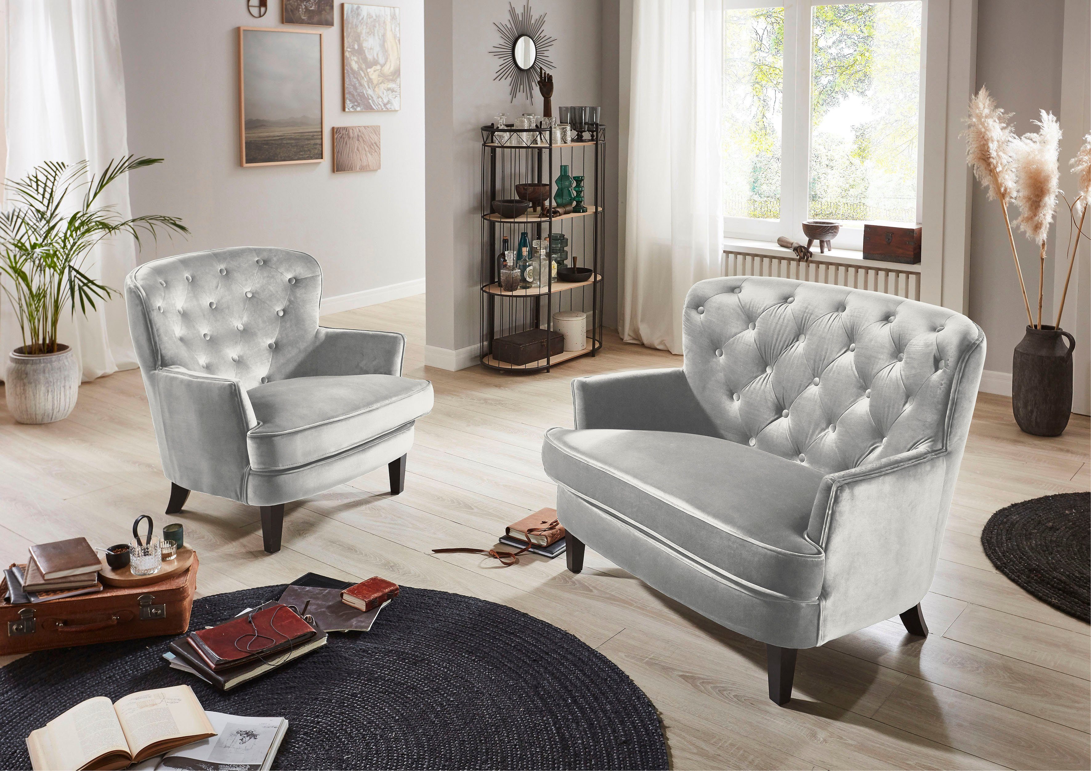 ATLANTIC home collection 1,5-zitsbank Luipaard XXL-fauteuil met pocketveringskern en fluwelen hoes