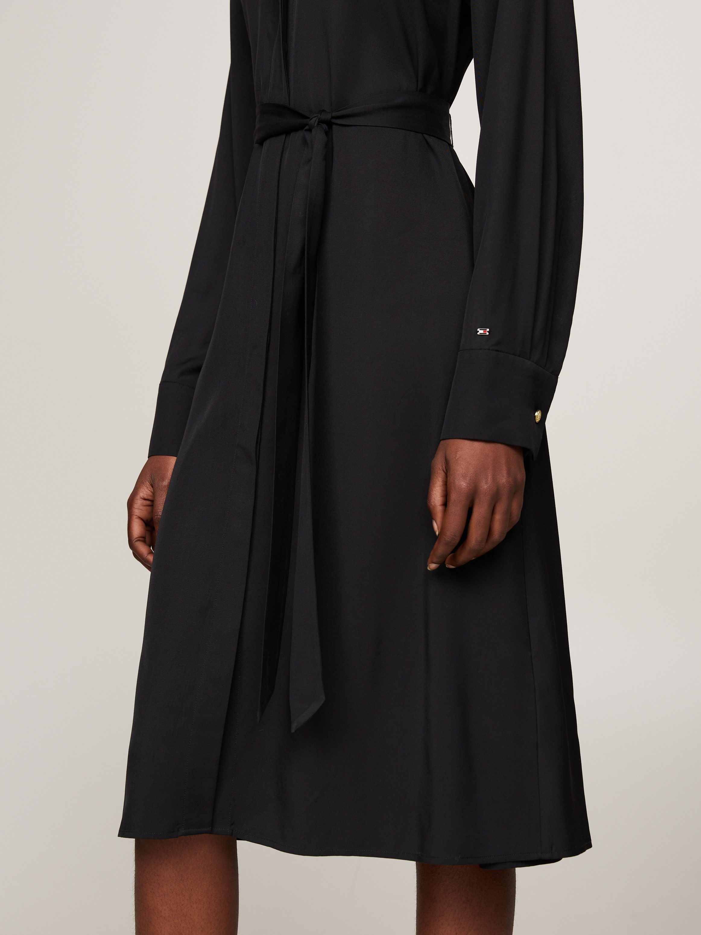 Tommy Hilfiger Jurk met overhemdkraag FLUID VISCOSE SHIRT DRESS vloeiende viscose kwaliteit