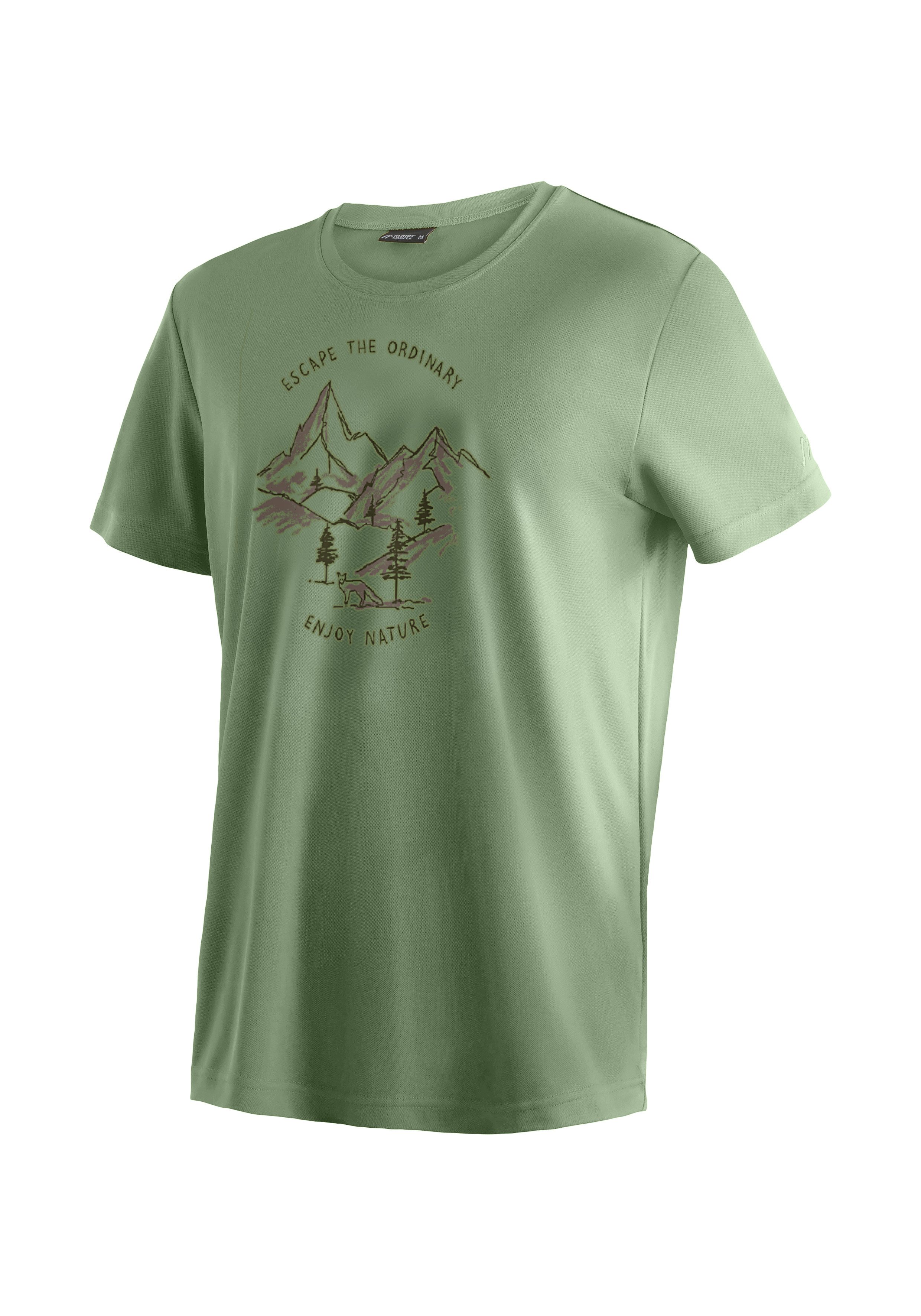 Maier Sports T-shirt Dieter print Heren functioneel shirt, vrijetijdsshirt met print, regular fit heren t-shirts maat XL groen