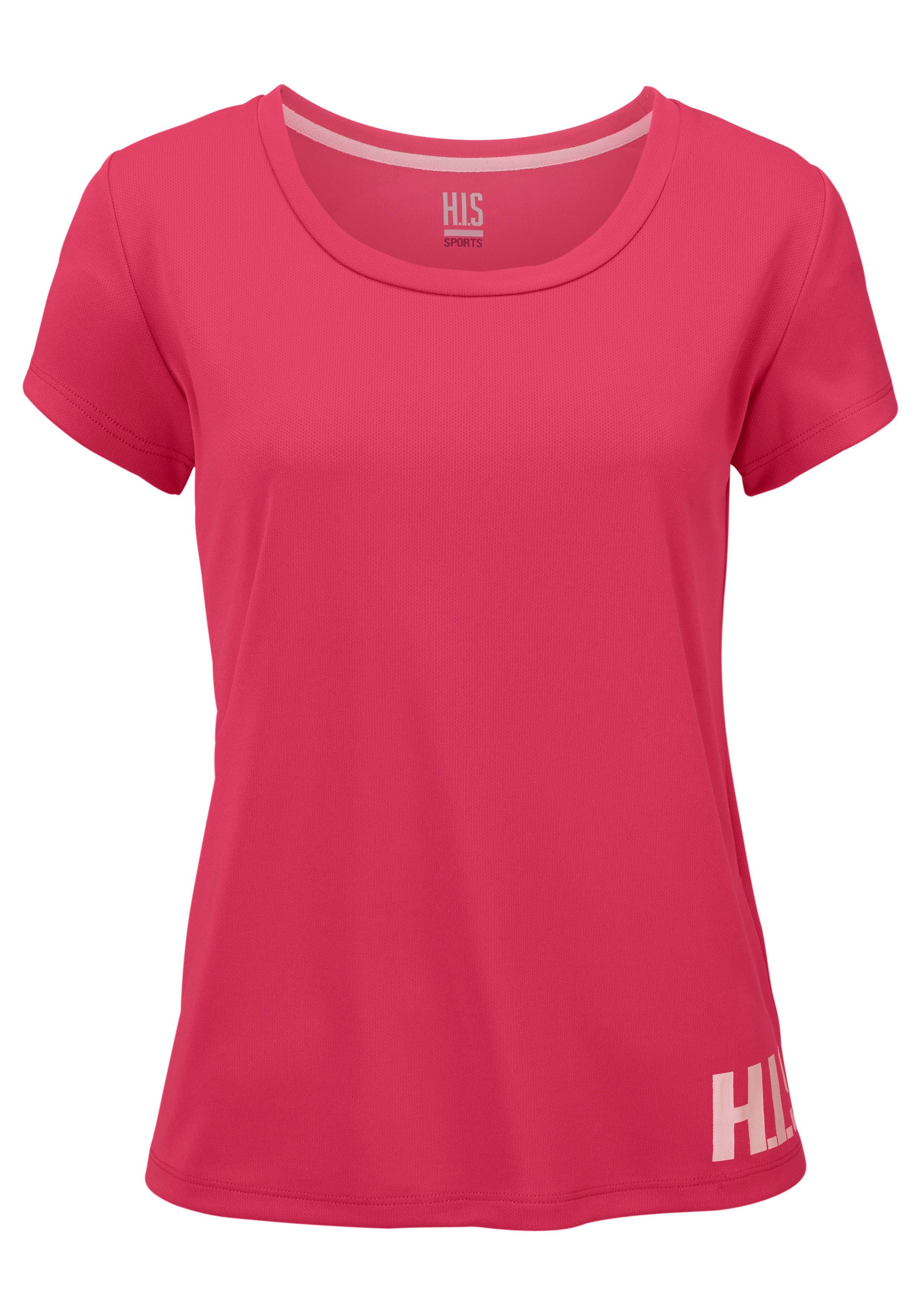 H.I.S Functioneel shirt figuuraccentuerende snit, sportieve look, met trendy logoprint (Set van 2)