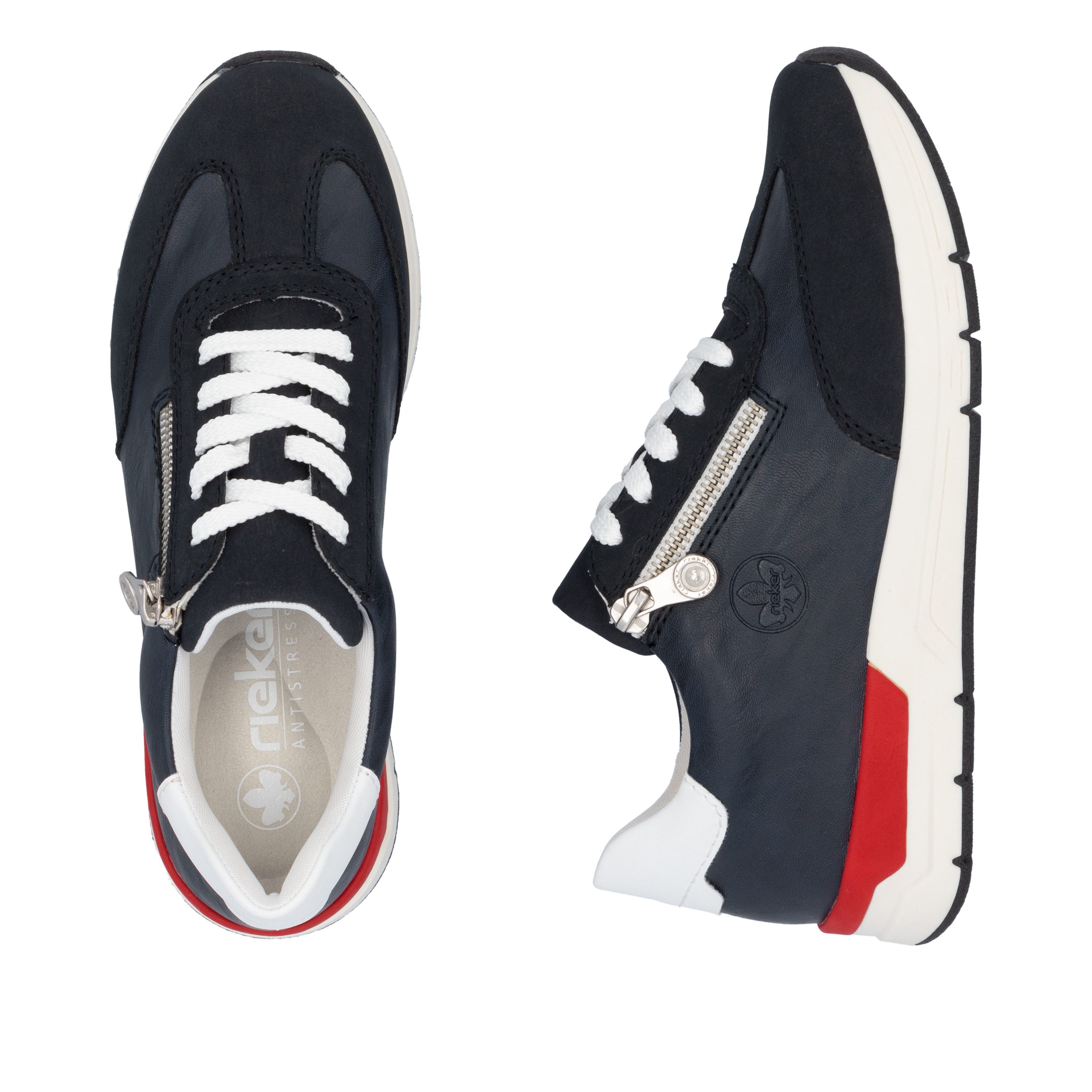 Rieker Sneakers met sleehak , lage schoen, vrijetijdsschoen, veterschoen met touwachtige ritssluiting