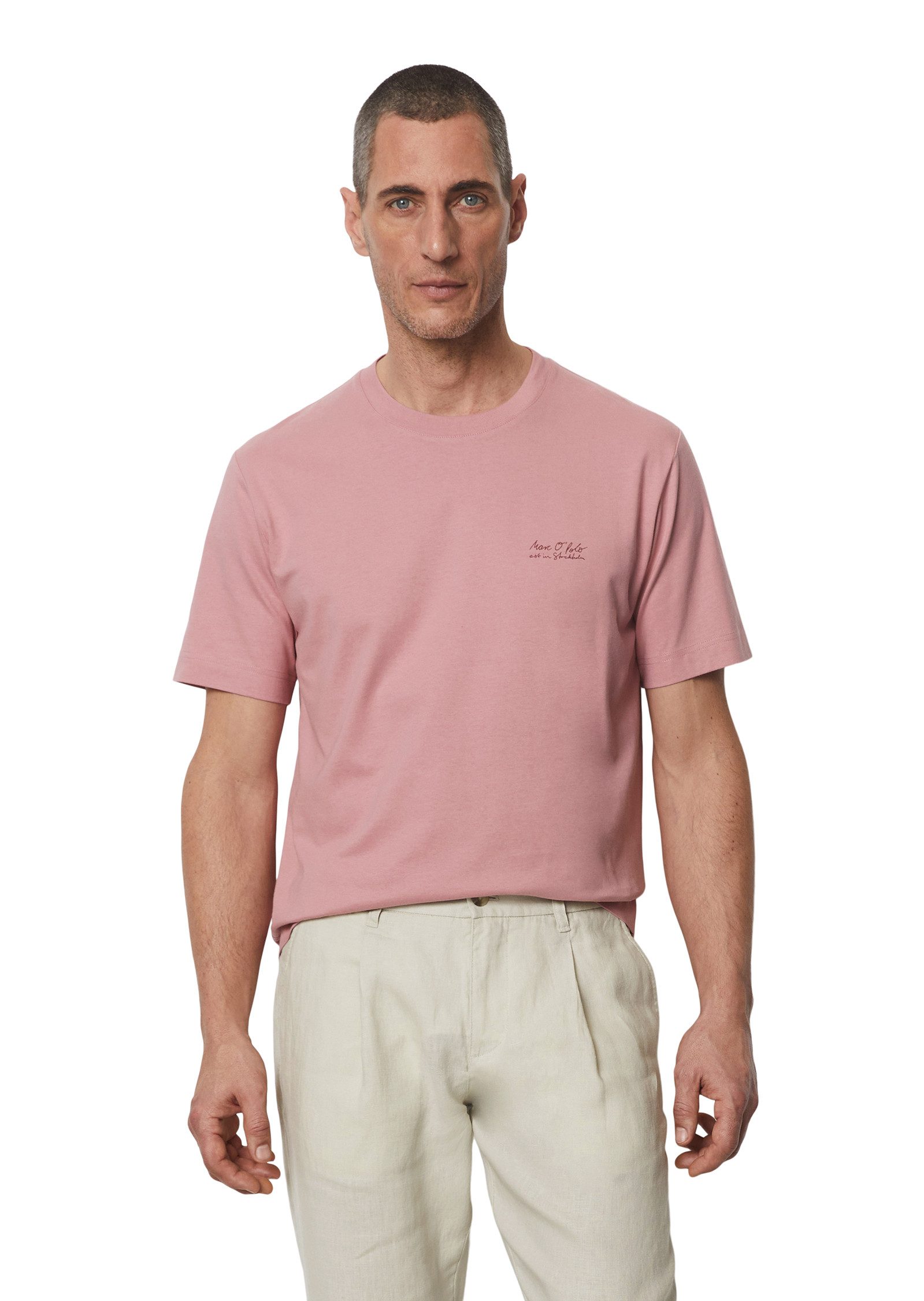 Marc O'Polo T-shirt Met grote rugprint, lichte single-jersey-kwaliteit heren t-shirts maat XXL roze