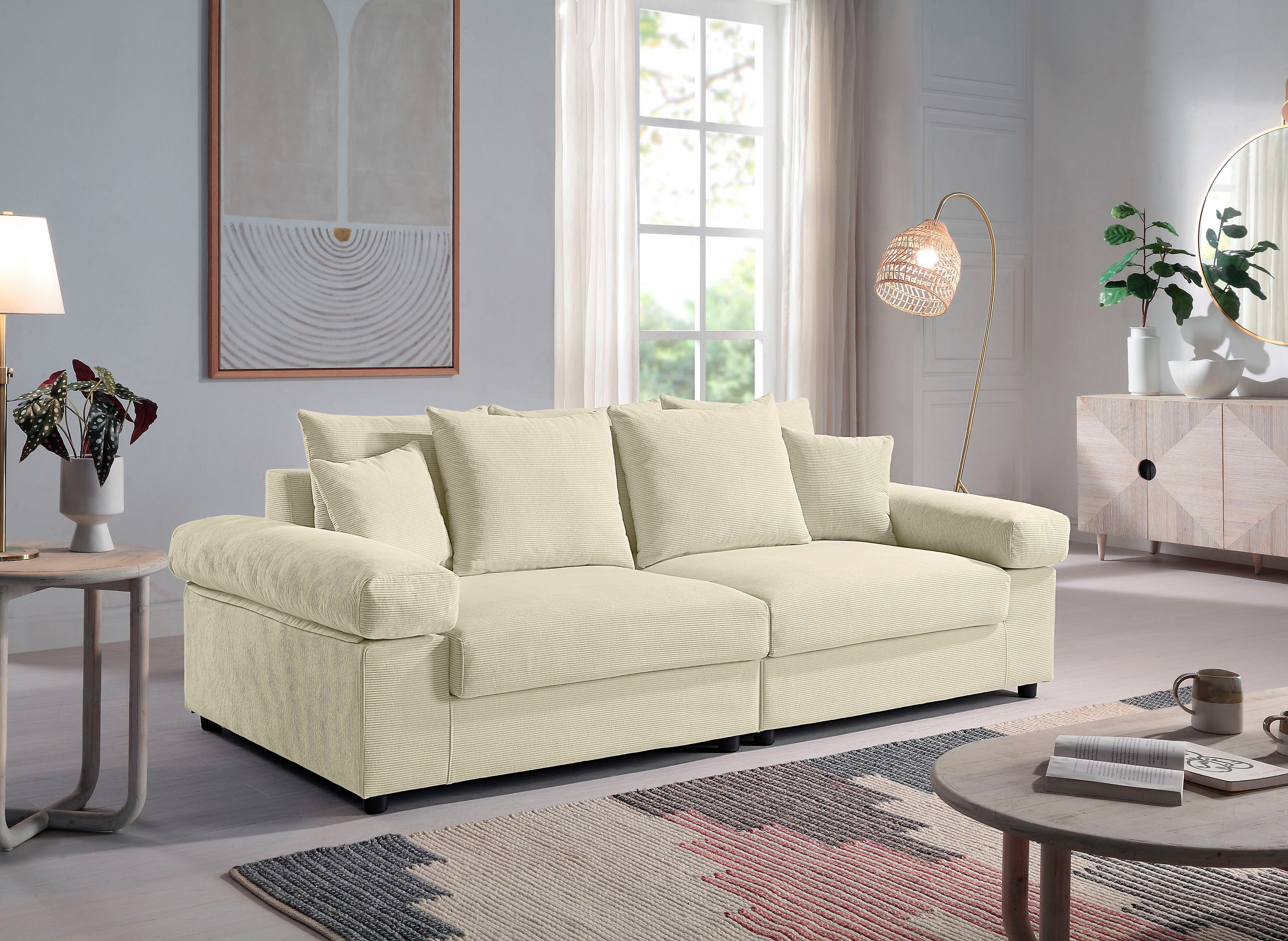ATLANTIC home collection Megabank Bjoern met cordbekleding, xxl-zitoppervlak, met binnenvering, vrij plaatsbaar