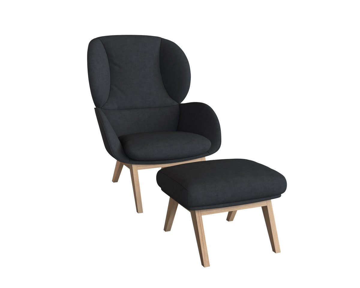FLEXLUX Hocker Adria Eiken poot, voetenbank/poef voor oorfauteuil