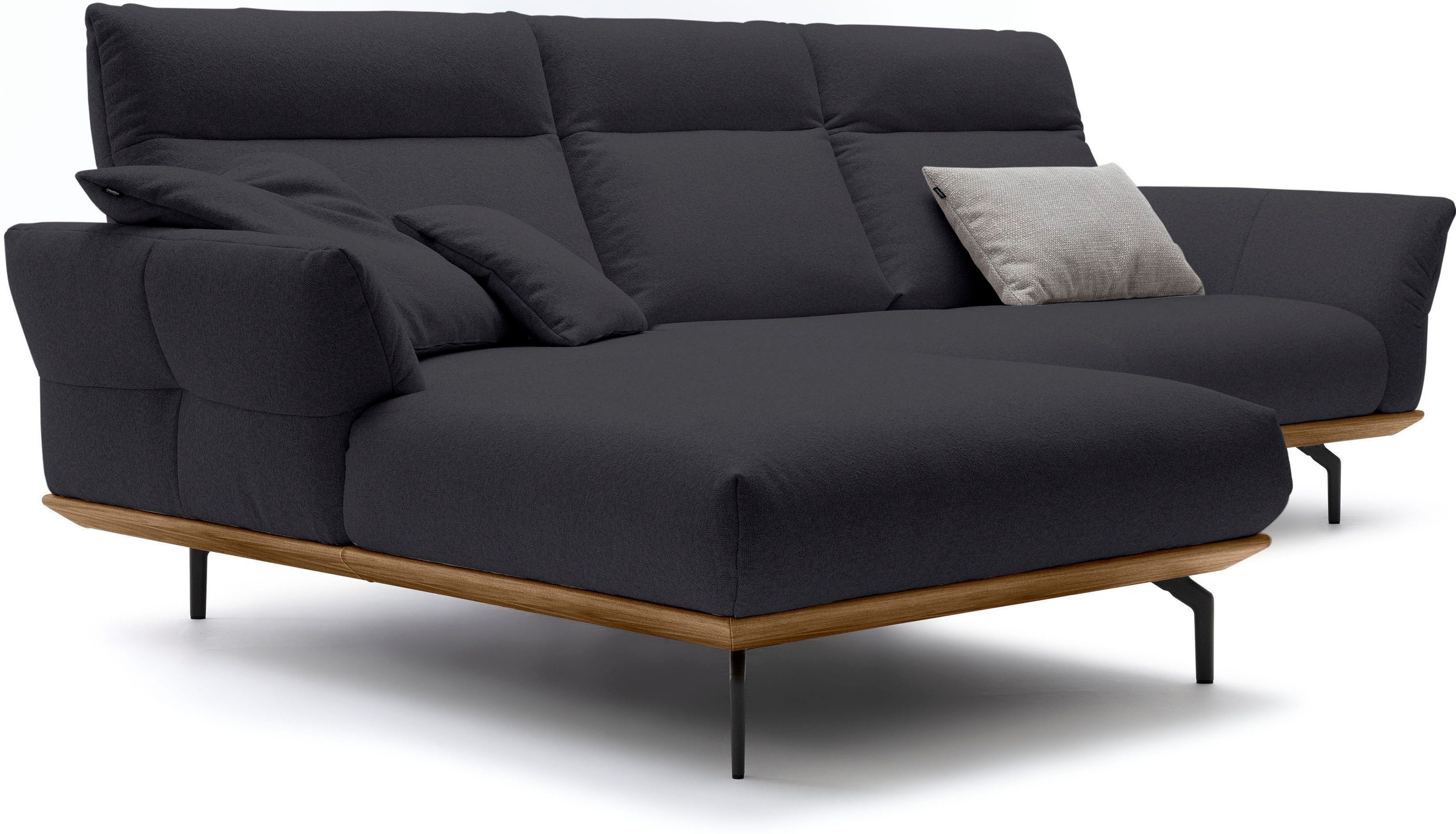 Creation BY ROLF BENZ Hoekbank Hs.460 Sokkel in walnotenhout, onderstel in umbra grijs, breedte 298 cm