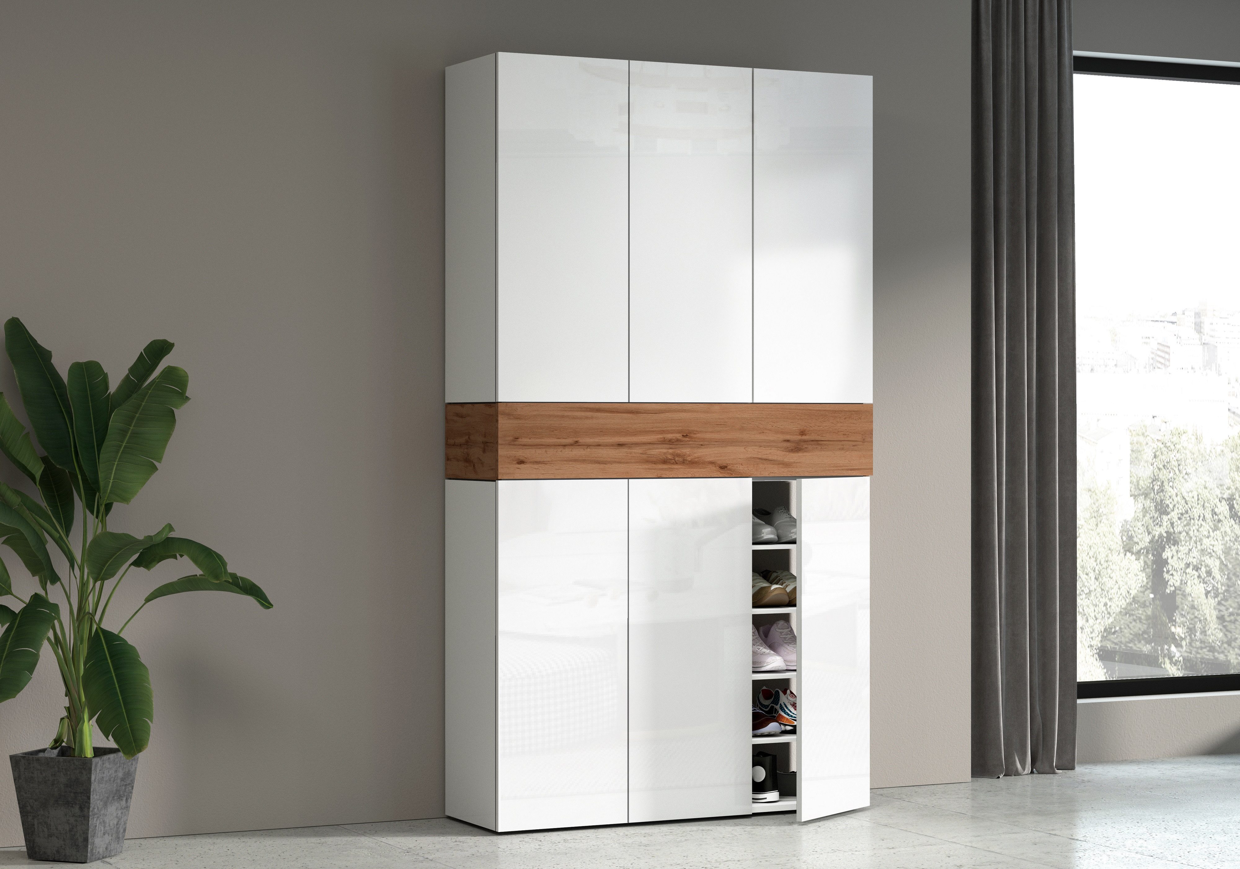 INOSIGN Schoenenkast Savona Hoogte 200cm, 12 inlegplanken, 21 vakken (1 stuk)
