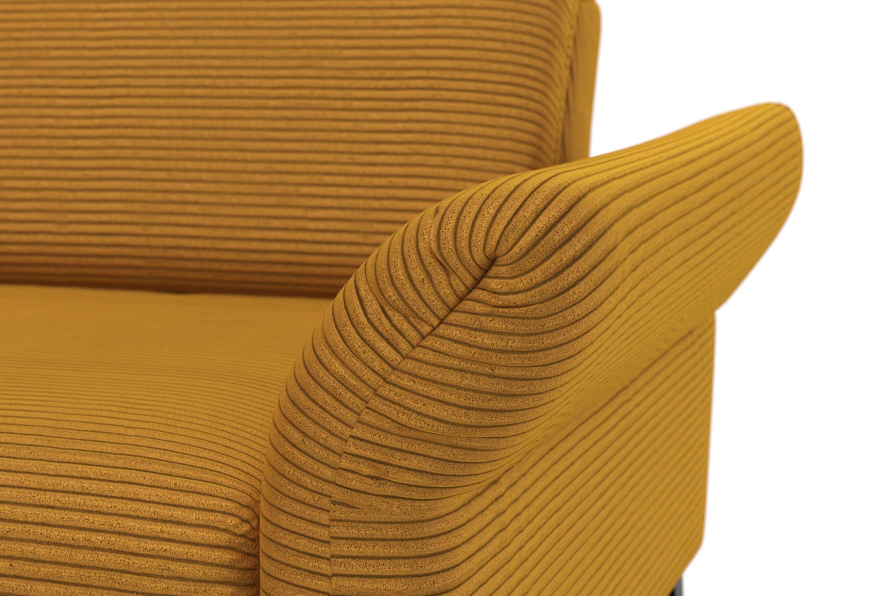 INOSIGN Hoekbank Coco L-vorm Verstelbare zitdiepte, armleuning en hoofdeind, cordbekleding, poothoogte 15 cm