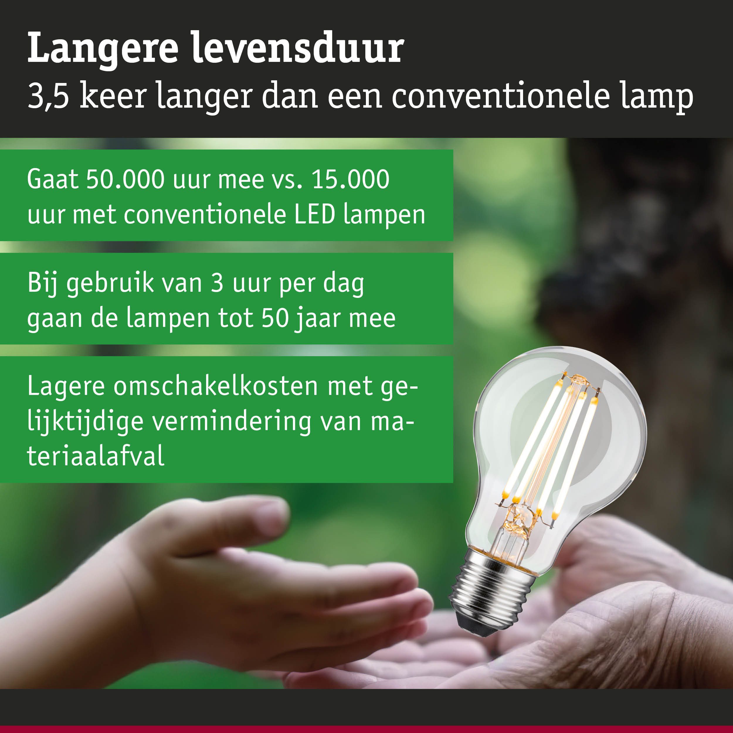 Paulmann Led-verlichting Eco-Line filament 230V LED-lamp E27 1055lm 5,7W 3000K dimbaar helder